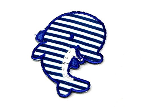 Minerva Crafts Dolphin Embroidered Iron On Patch Applique - Blue Marine Animal Design for DIY Clothing, Bags & Home Decor