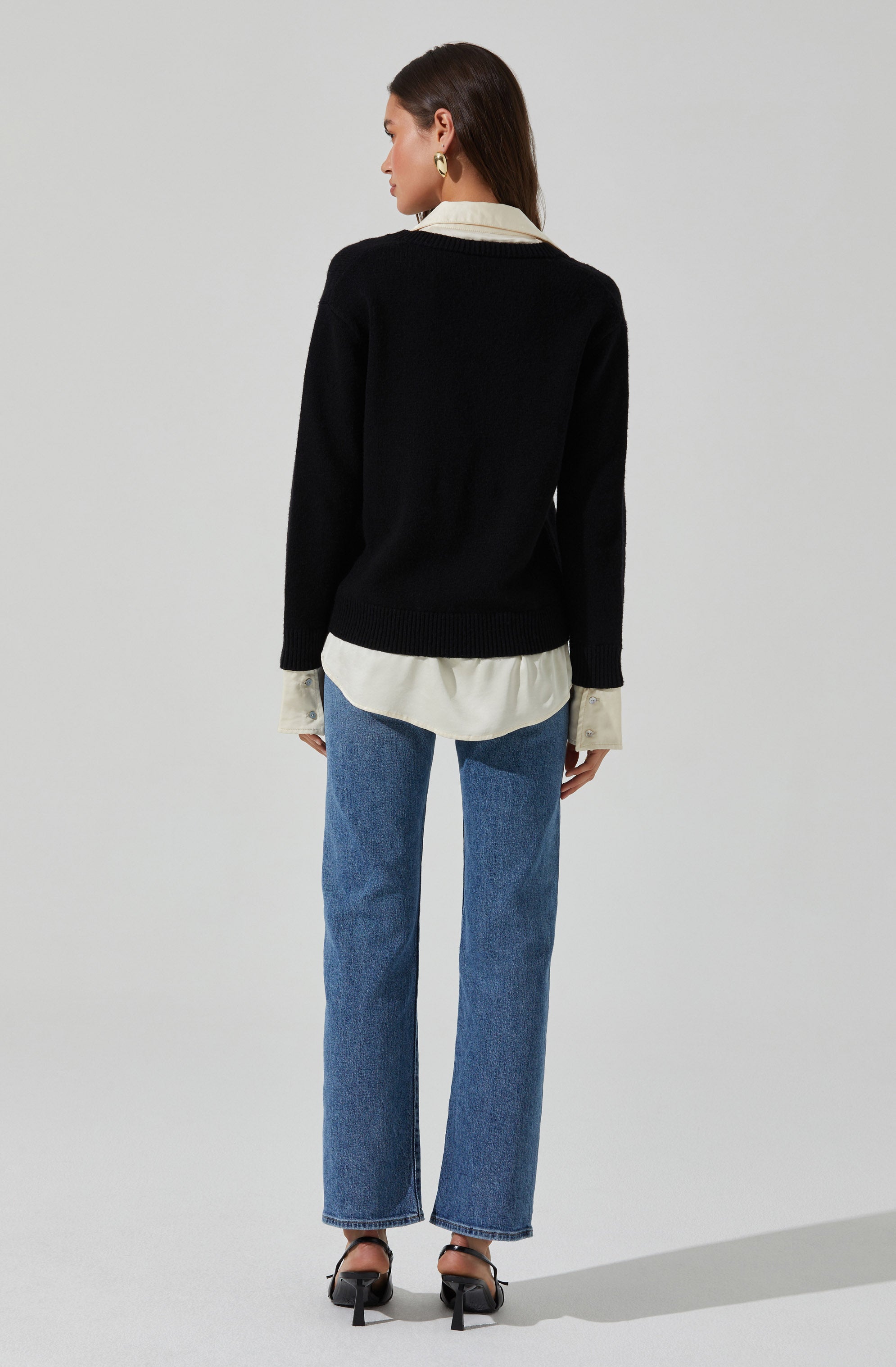 Jianna Mixed Media Layered Sweater for Women - Trendy Knit Pullover with Textured Details | Perfect for Fall Fashion, Office Wear & Casual Outfits