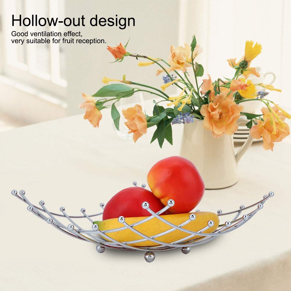 2-Pack Stainless Steel Fruit Bowl Set - Shallow Hollow Carved Design for Fruits, Vegetables, Eggs & Snacks | Perfect for Kitchen Counter, Dining Table & Party Serving