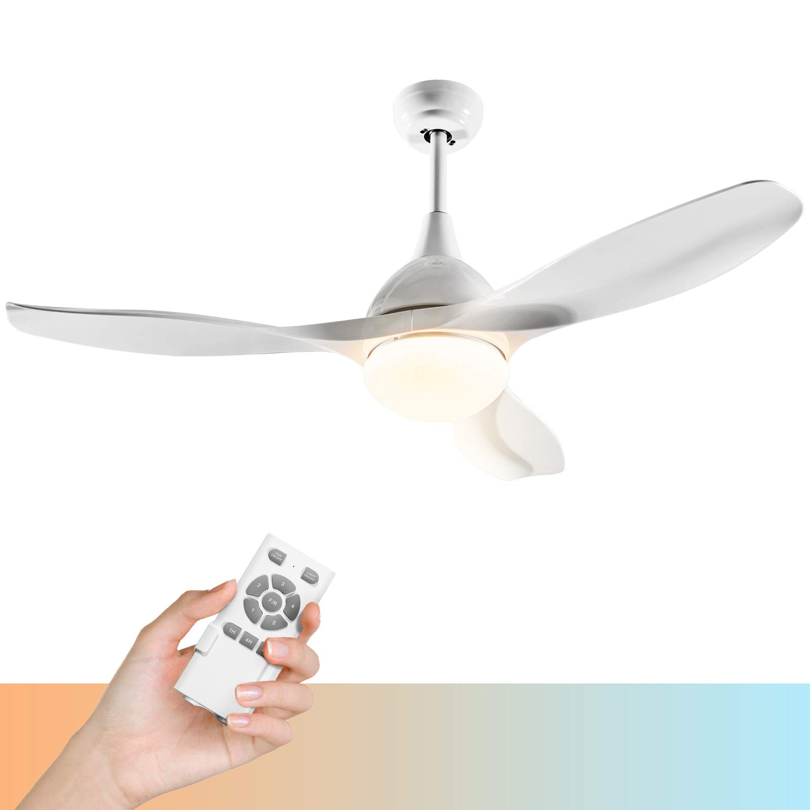 Tangkula 48-inch Modern Ceiling Fan with Light - Low Profile LED Indoor Ceiling Fan with Remote Control, Reversible Silent Motor, 5 Speed Settings & 3 Color Temperatures - Perfect for Bedroom, Living Room and Office (White)