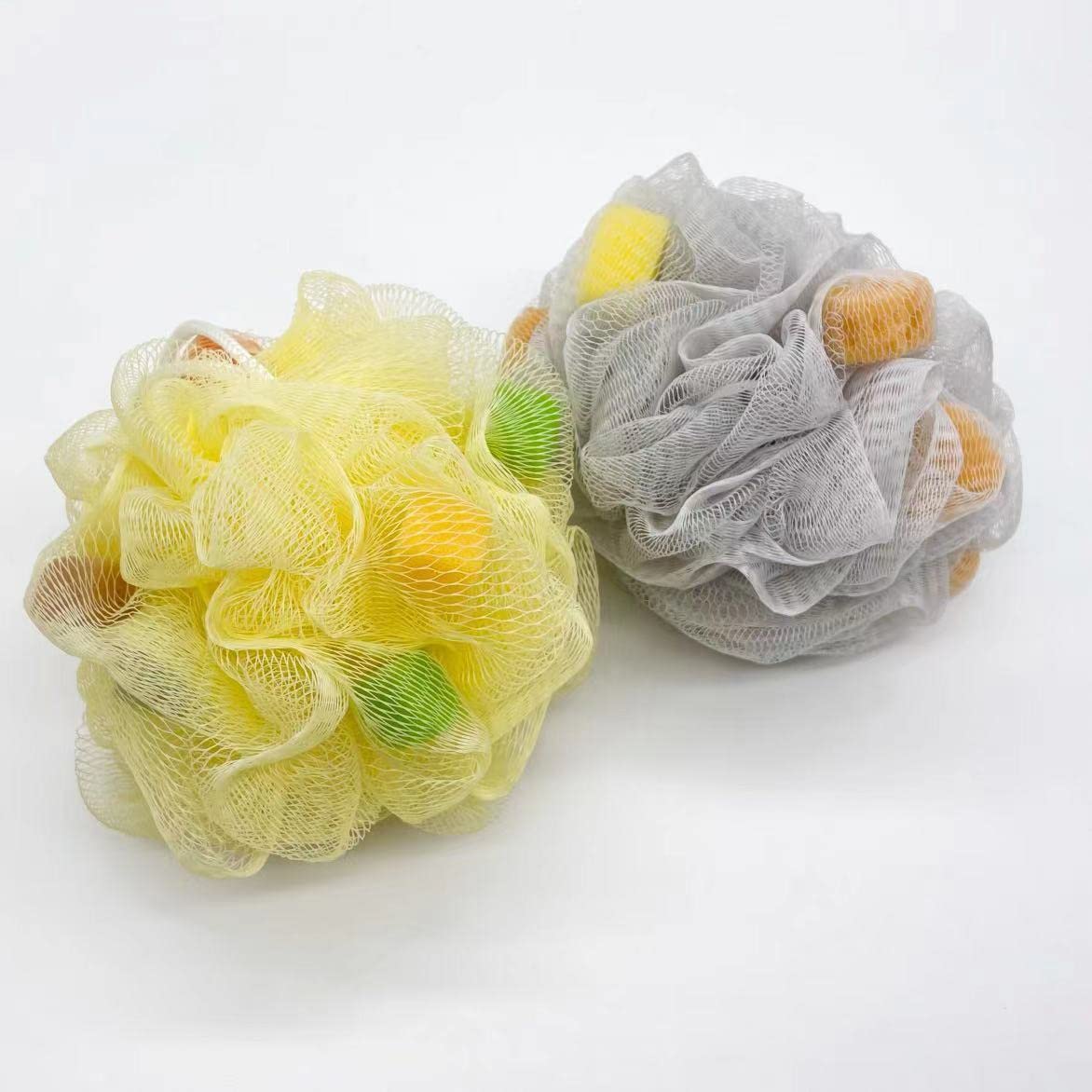 Exfoliating Loofah Bath Sponge with Soft Mesh Puffs - 2 Pack Colorful Shower Sponge Balls for Gentle Skin Cleansing & Body Scrub - Perfect for Shower, Bath, Spa & Gift Giving