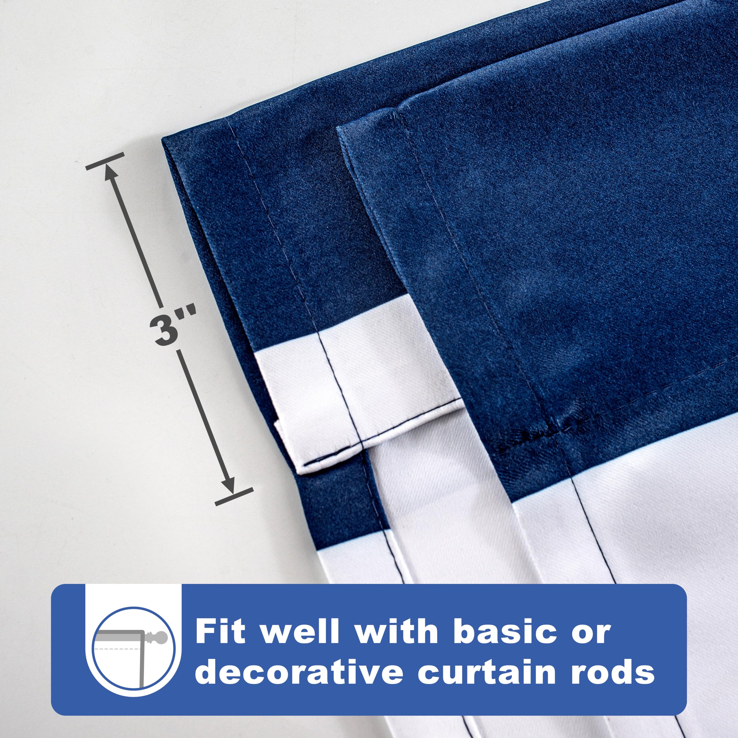 DriftAway Blackout Tie-Up Curtains 45x63 Inches - Navy Blue Striped Roman Shades with Rod Pocket, Adjustable Balloon Design for Small Windows - Perfect for Living Room, Kitchen & Bedroom Light Control