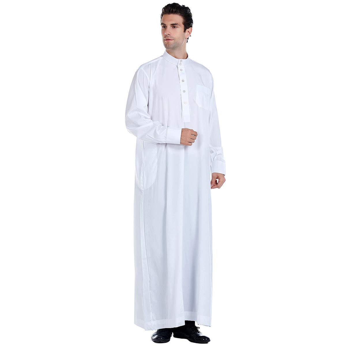 Men's Muslim Kaftan Robe - Durable Dubai Long Gown Ethnic Wear | 1pc Soft Cotton Prayer Dress for Home & Mosque | Islamic Clothing for Eid & Special Occasions