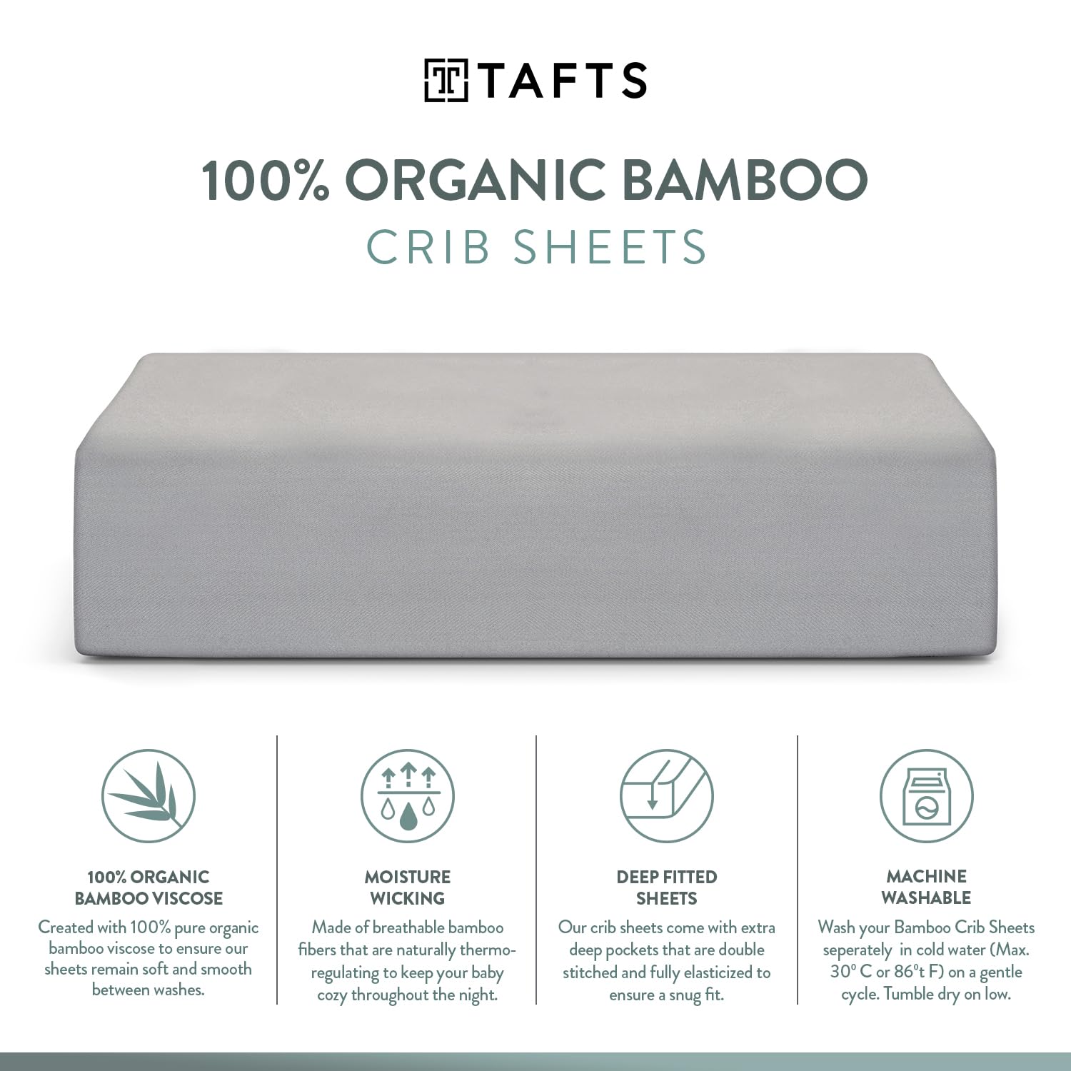 TAFTS Organic Bamboo Viscose Fitted Crib Sheet - 2 Pack (28