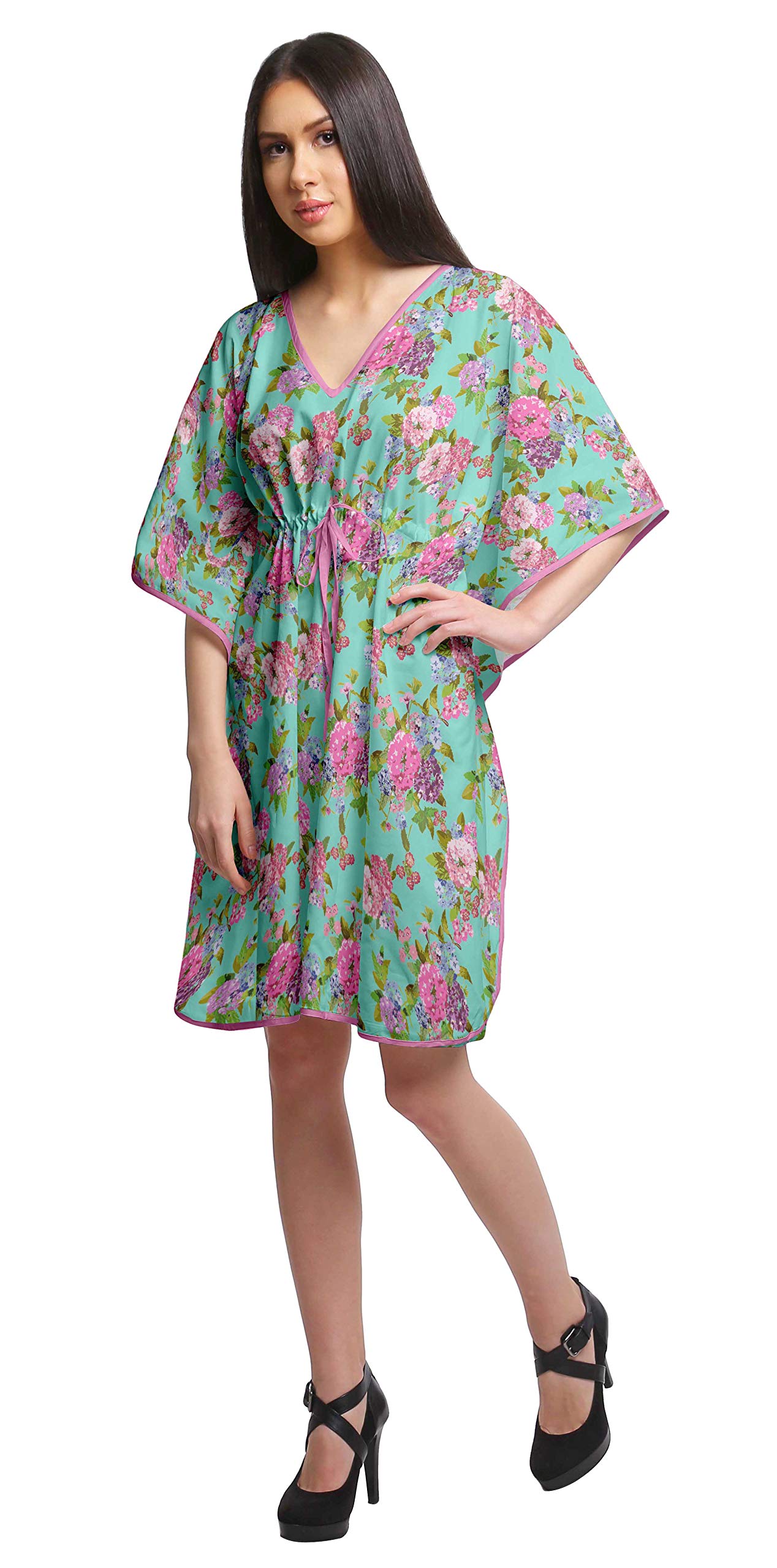Women's Printed Beach Kaftan Dress - Flowy Bikini Cover Up & Swimwear Cover - Plus Size Summer Vacation Outfit for Pool, Beach, and Resort Wear