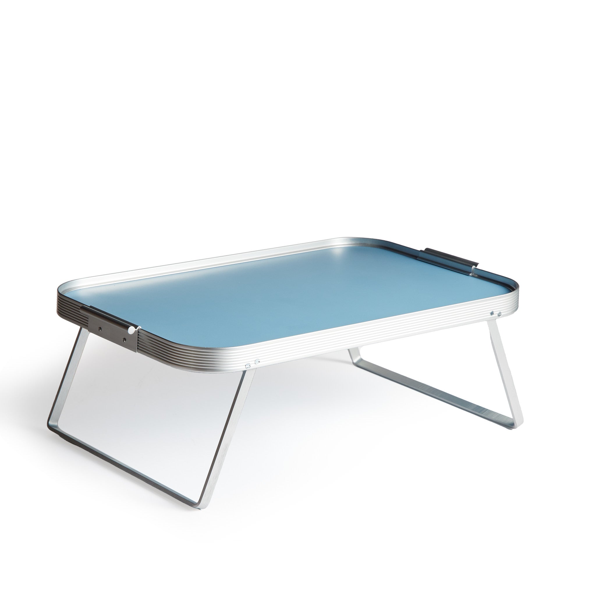Pastel Blue Lap Tray with Silver Trim - Portable Laptop & Breakfast Tray for Bed, Sofa, or Outdoor Use