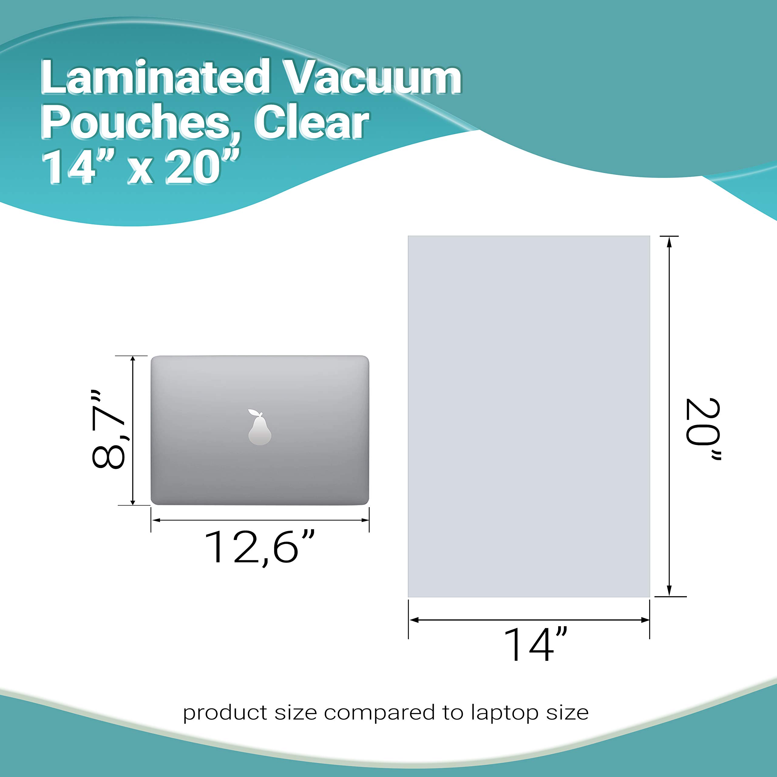 APQ 500 Pack Clear 14x20 Laminated Vacuum Pouches | 3 Mil Poly-Nylon Food Storage Bags | Industrial & Commercial Food Preservation | Perfect for Sous Vide, Meal Prep & Long-Term Freezer Storage