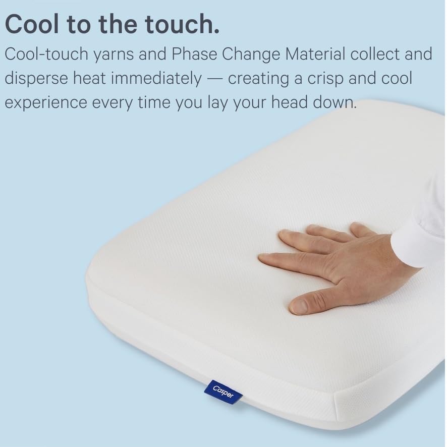 Casper Snow Foam Pillow - Standard Size, Cooling Gel Memory Foam Pillow for Side, Back & Stomach Sleepers - White - Perfect for Hot Sleepers & Night Sweat Relief