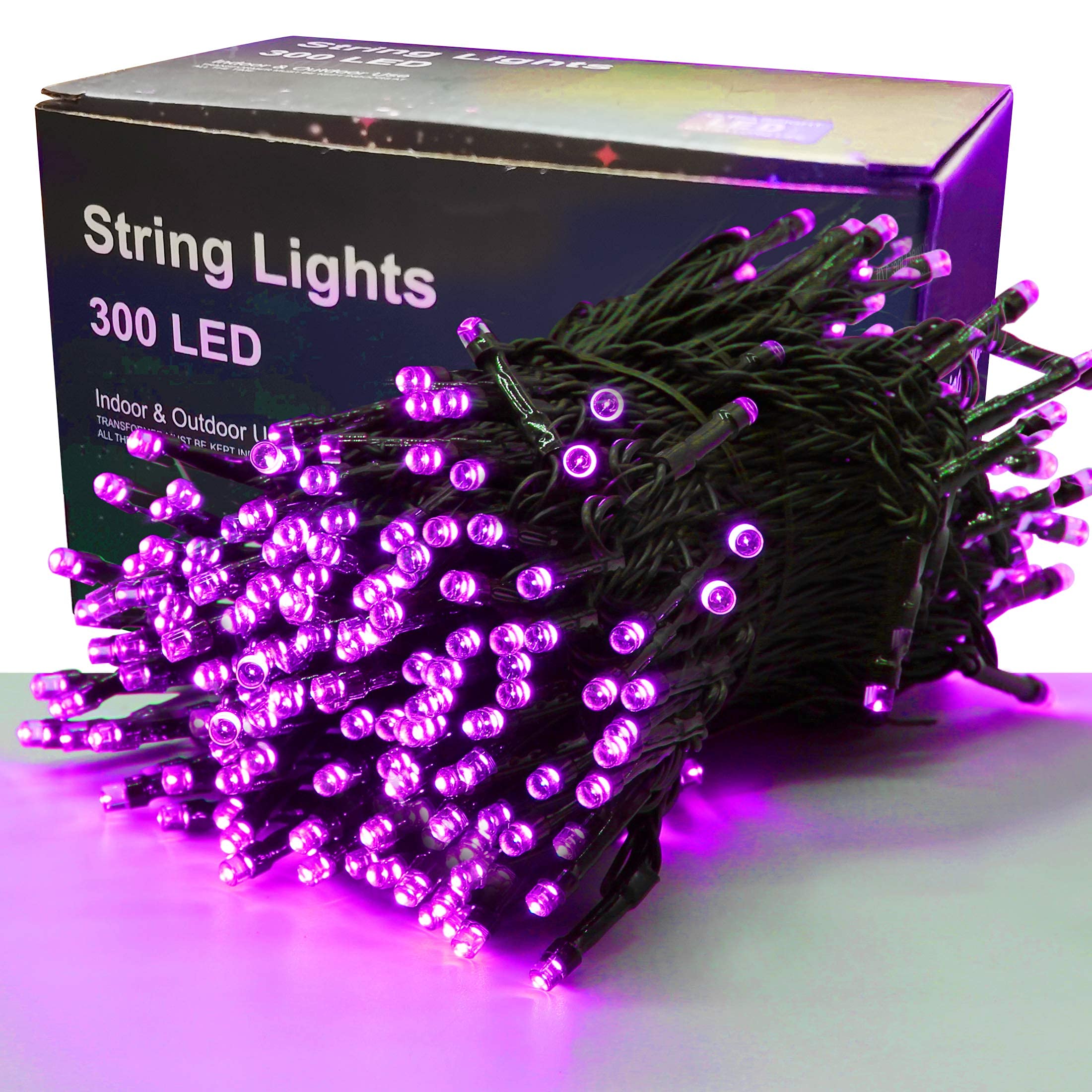 300 LED Halloween String Lights - 98.5FT Waterproof Connectable Mini Lights with 8 Lighting Modes for Indoor Outdoor Decor | Perfect for Halloween, Christmas, Parties, Bedroom & Holiday Decorations (Purple)
