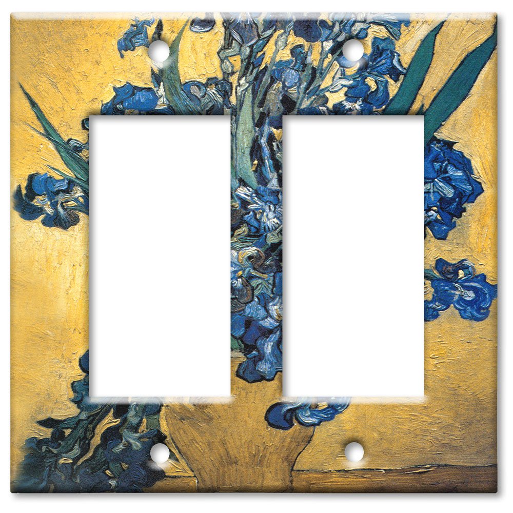 Van Gogh Irises Art Switch Plate - Double Rocker Light Switch Cover - Home Decor for Living Room, Bedroom & Office