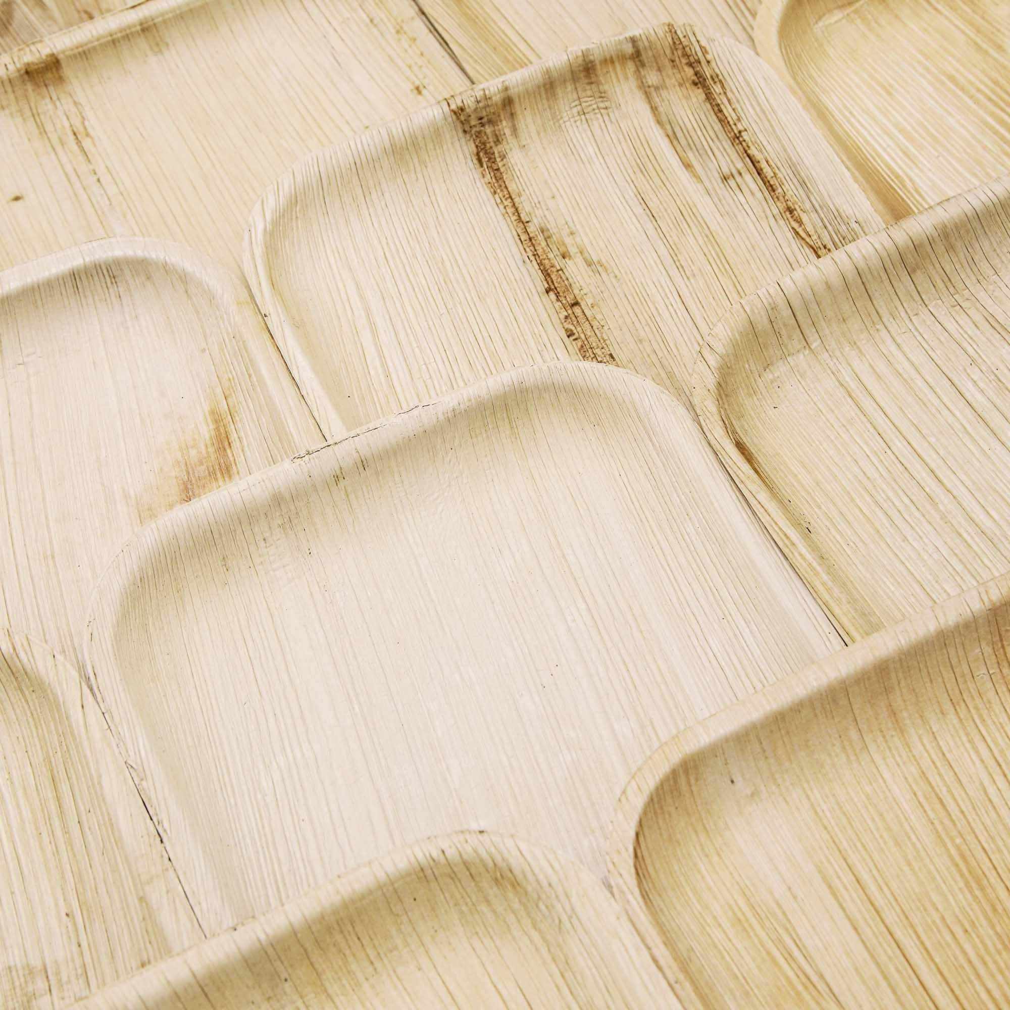 Eco-Friendly Palm Leaf Compostable Plates - 50 Pack Square Disposable Dinnerware Set with Cutlery - 8 Inch Biodegradable Plates for Parties, Picnics & Sustainable Events