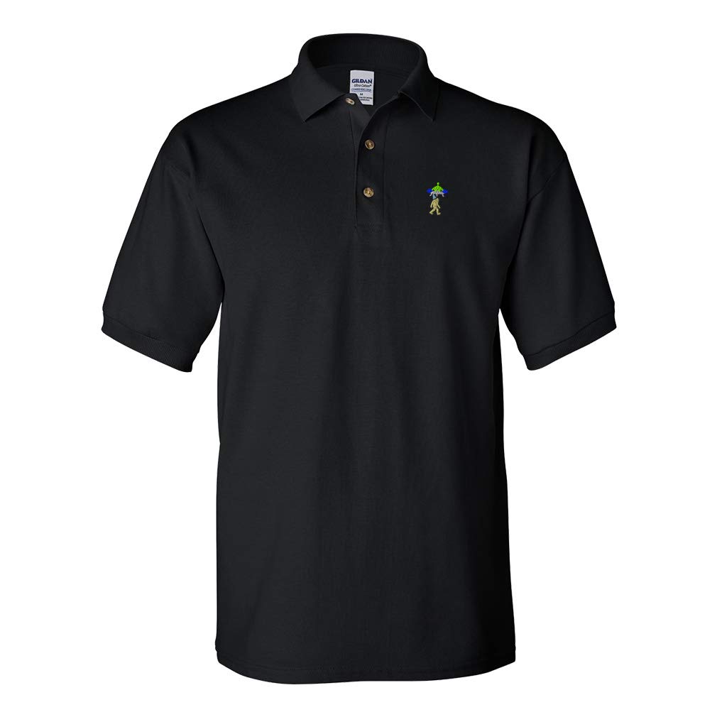Custom Embroidered Polo Shirts for Men - Bigfoot & Spaceship Design - 100% Cotton Casual Shirts for Golf, Work & Outdoor Activities