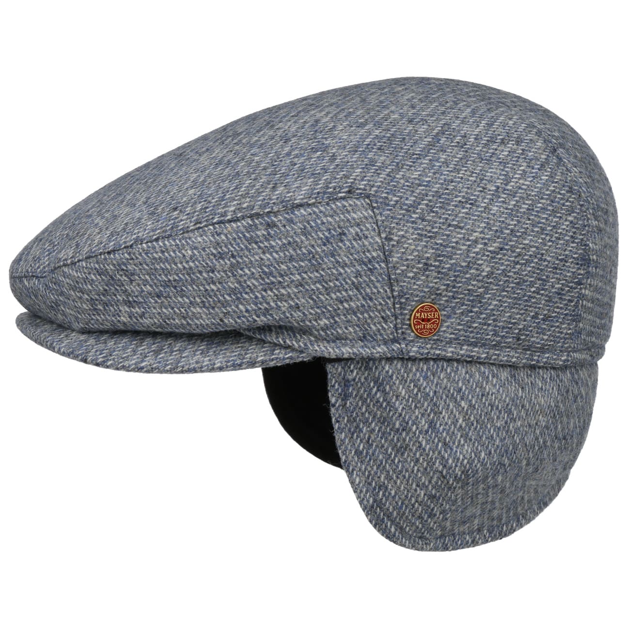 Stylish Merlino Check Flat Cap with Ear Flaps by Mayser - Warm Winter Hat for Men & Women - Perfect for Outdoor Activities, Skiing, and Cold Weather Fashion