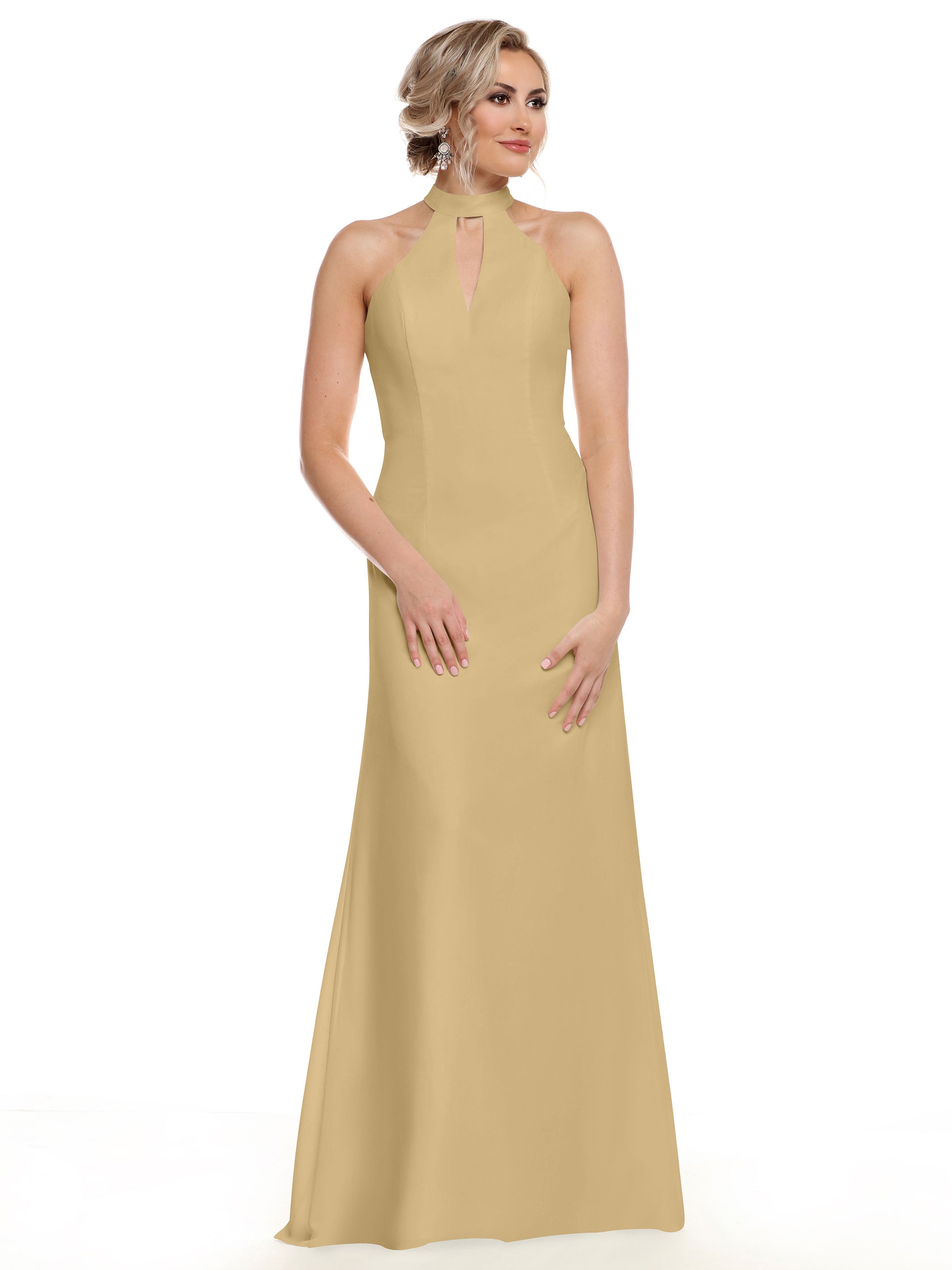 Elegant 80138 Chiffon A-Line Bridesmaid Dress with Keyhole Halter Neckline - Perfect for Weddings, Formal Events & Special Occasions