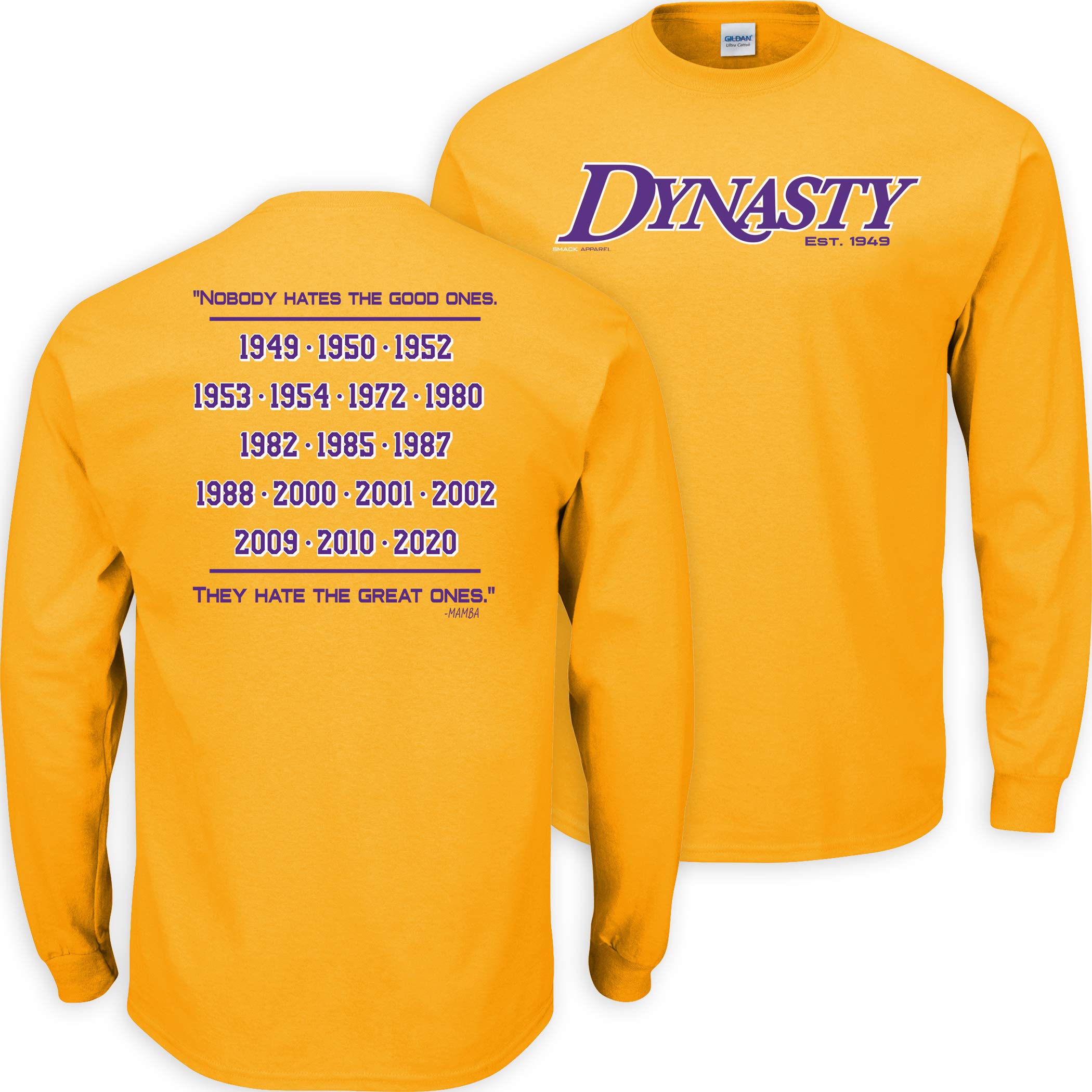 Smack Apparel Los Angeles Basketball Fans Dynasty Gold T-Shirt (S-5XL) - Premium NBA Fan Gear for Games, Streetwear & Casual Outfits