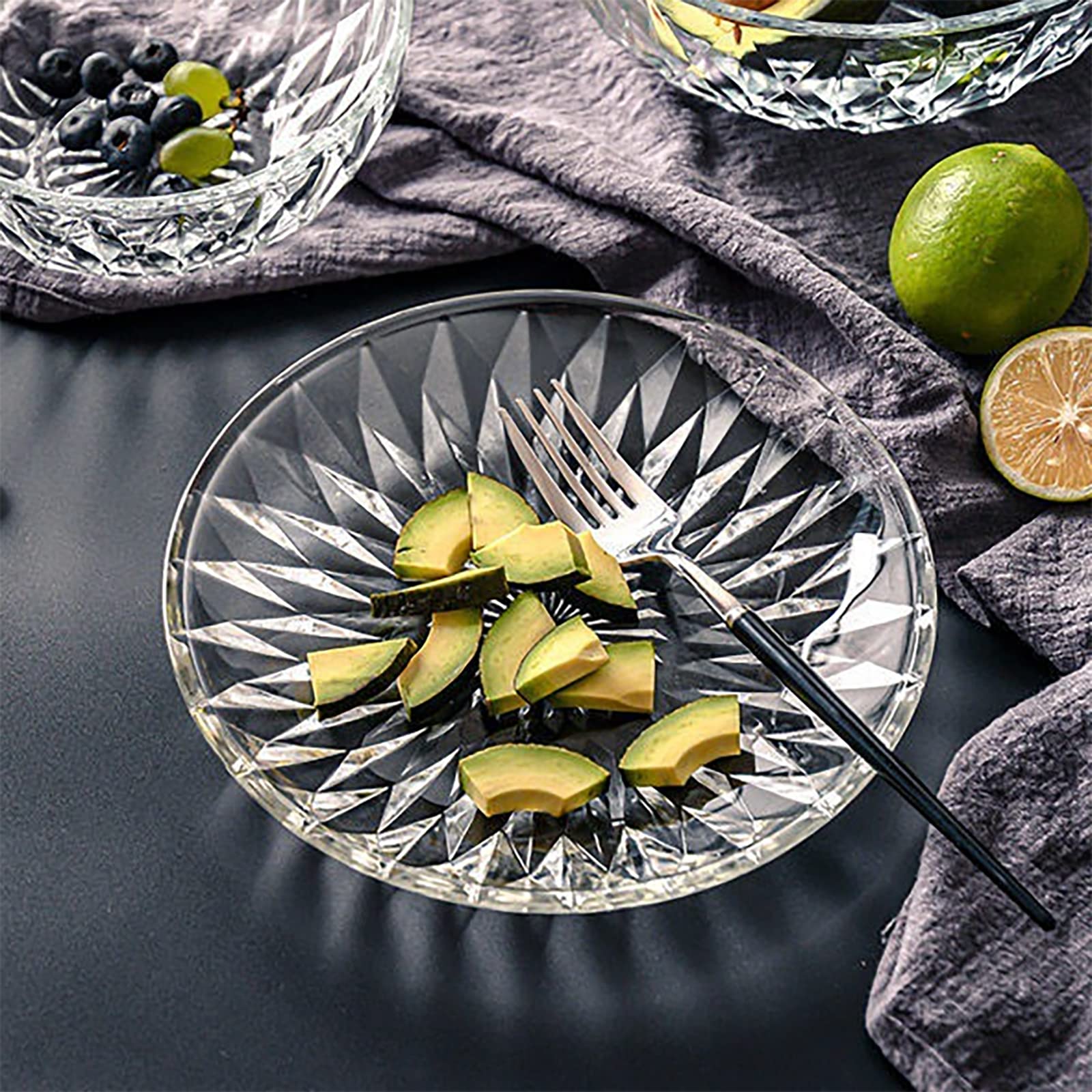 Hiceeden 12-Piece Set of 8-Inch Crystal Clear Glass Salad Plates - Elegant Round Dessert Plates for Restaurants, Parties, Fruits & Snacks - Perfect for Dinner Parties, Wedding Receptions & Holiday Entertaining
