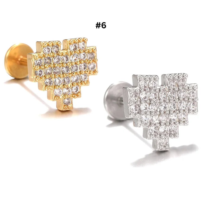 20G Cartilage Surgical Steel Earrings - Cross & Heart Stud Earrings for Women | Hypoallergenic Body Jewelry for Pierced Ears | Perfect for Everyday Wear, Parties & Gifts