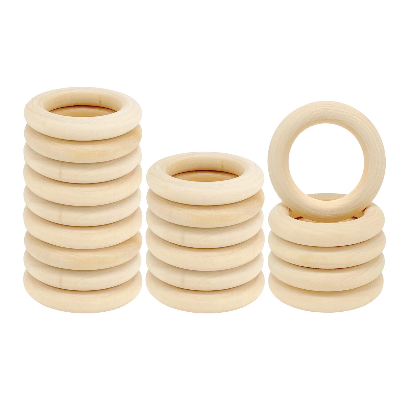 20PCS Natural Wooden Rings for DIY Crafts, Macrame Jewelry Making, Unpainted Wood Hoops (55mm/2.2inch) - Perfect for Pendants, Dreamcatchers & Home Decor Projects