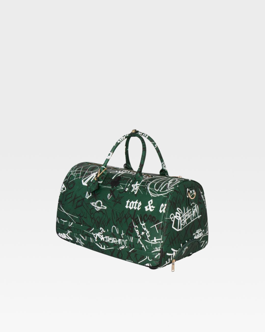 Graffiti Tombstone Roller Duffle Set - Emerald Green Luggage for Travel, Gym & Skateboarding Accessories | Water-Resistant Duffle Bag with Wheels for Urban Adventures