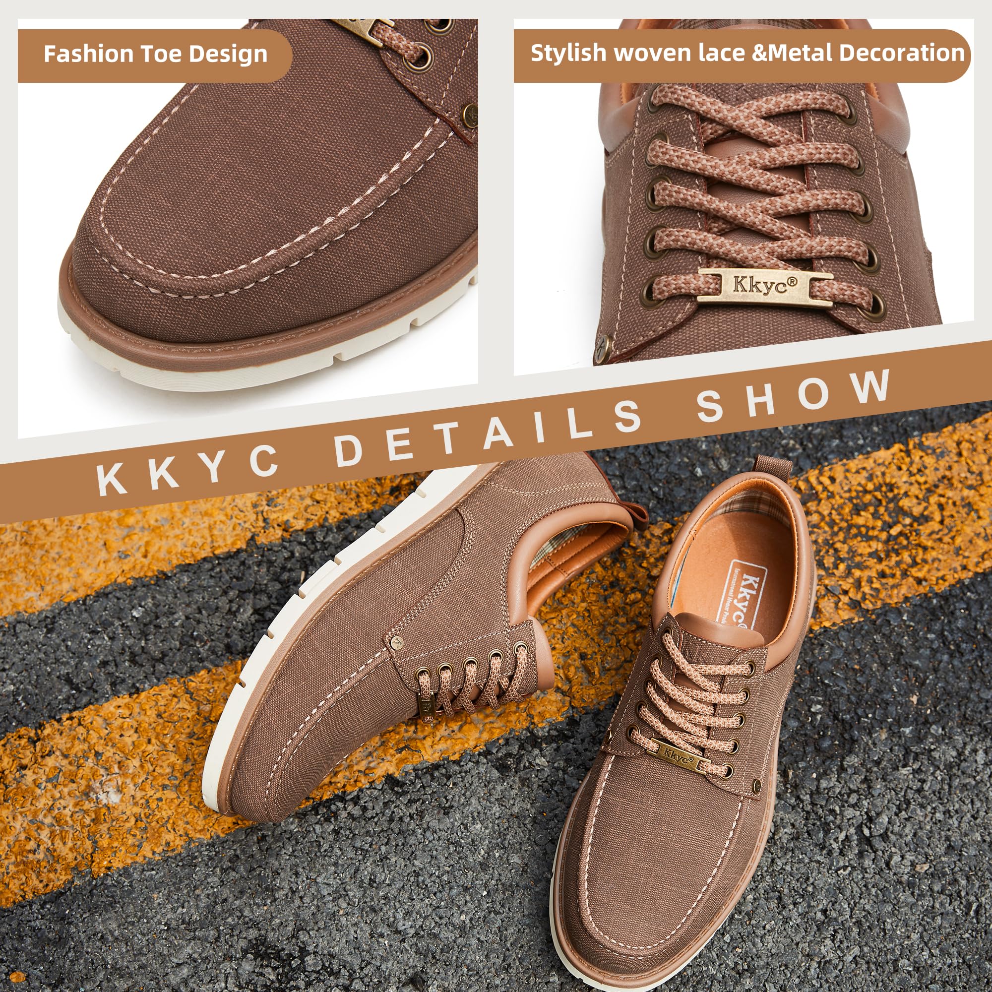 KKYC Men's Comfortable Casual Shoes - Slip On & Lace Up Sneakers for Walking, Work & Everyday Wear