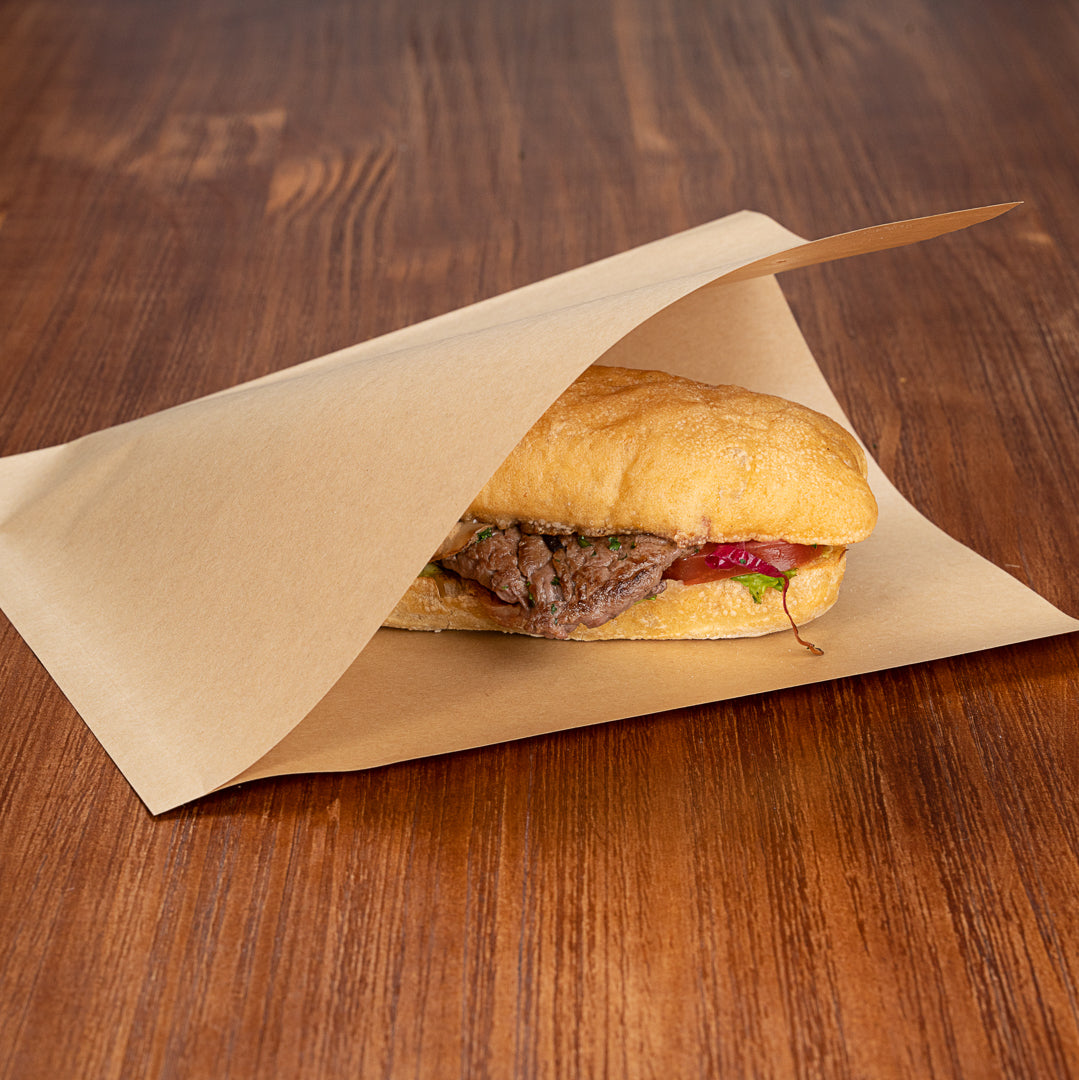 Premium Kraft Paper Bags - Large Double Open, Greaseproof, 10