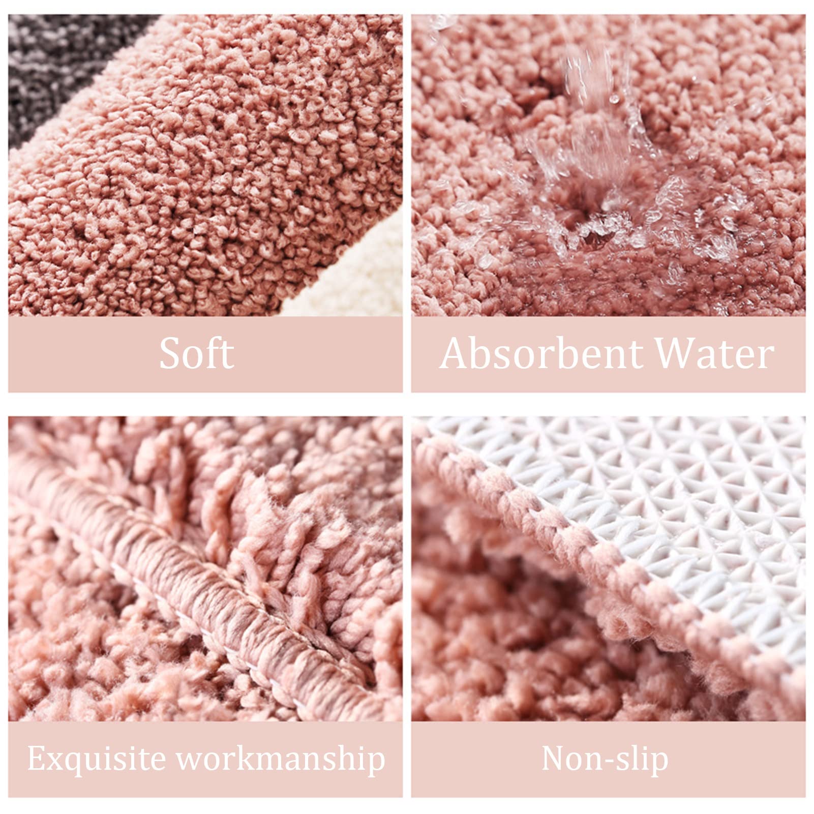 Soft Plush Bath Rug - Non-Slip Shaggy Bath Mat, Super Absorbent Washable Bathroom Carpet (40x60cm, Pink) - Perfect for Bathroom, Shower & Entryway Decor