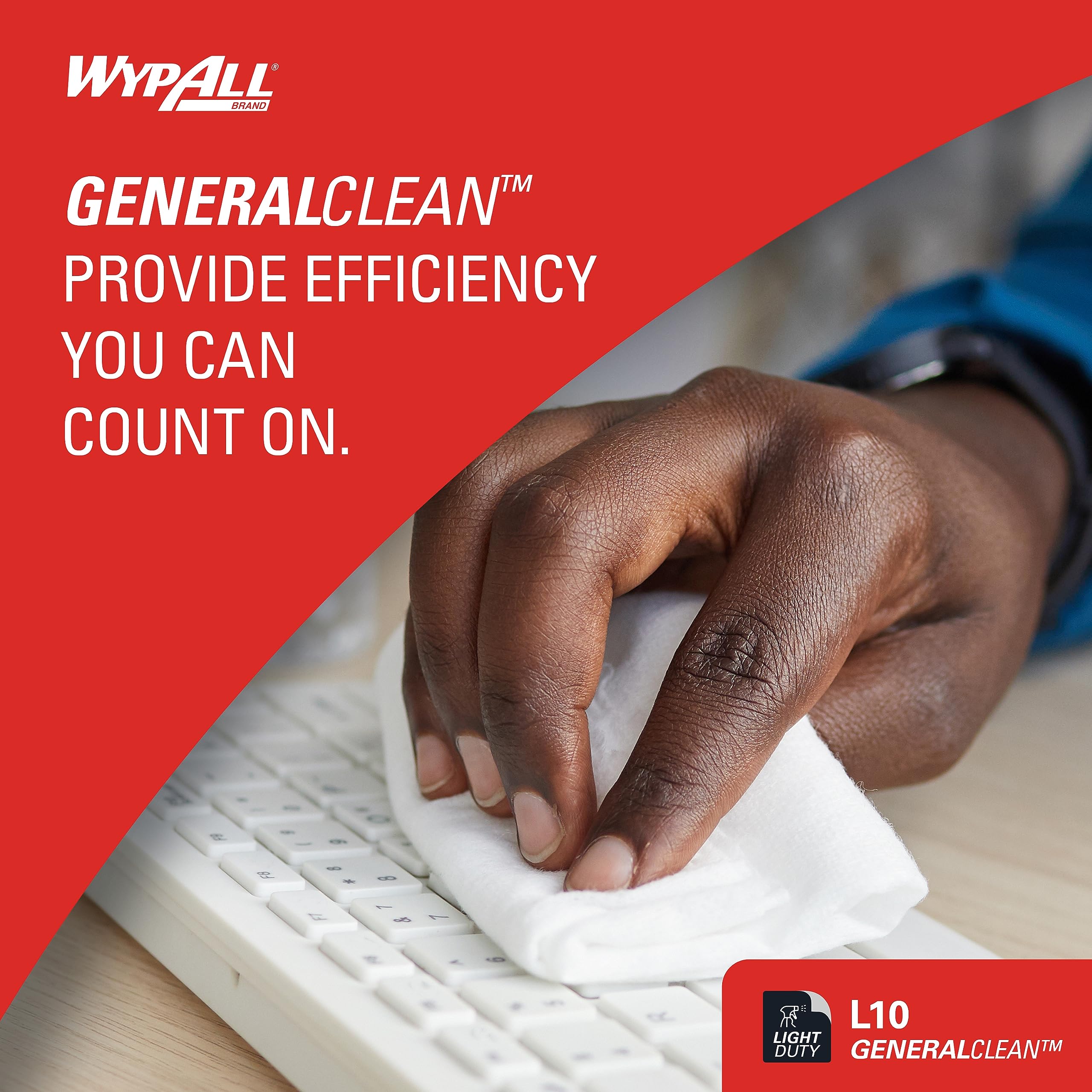 WypAll GeneralClean L10 Light Duty Cleaning Wipes (05320) - 18 Packs of 125 Sheets (2,250 Total), White, Pop-Up Dispenser Box | Ideal for Office, Kitchen & Light Surface Cleaning