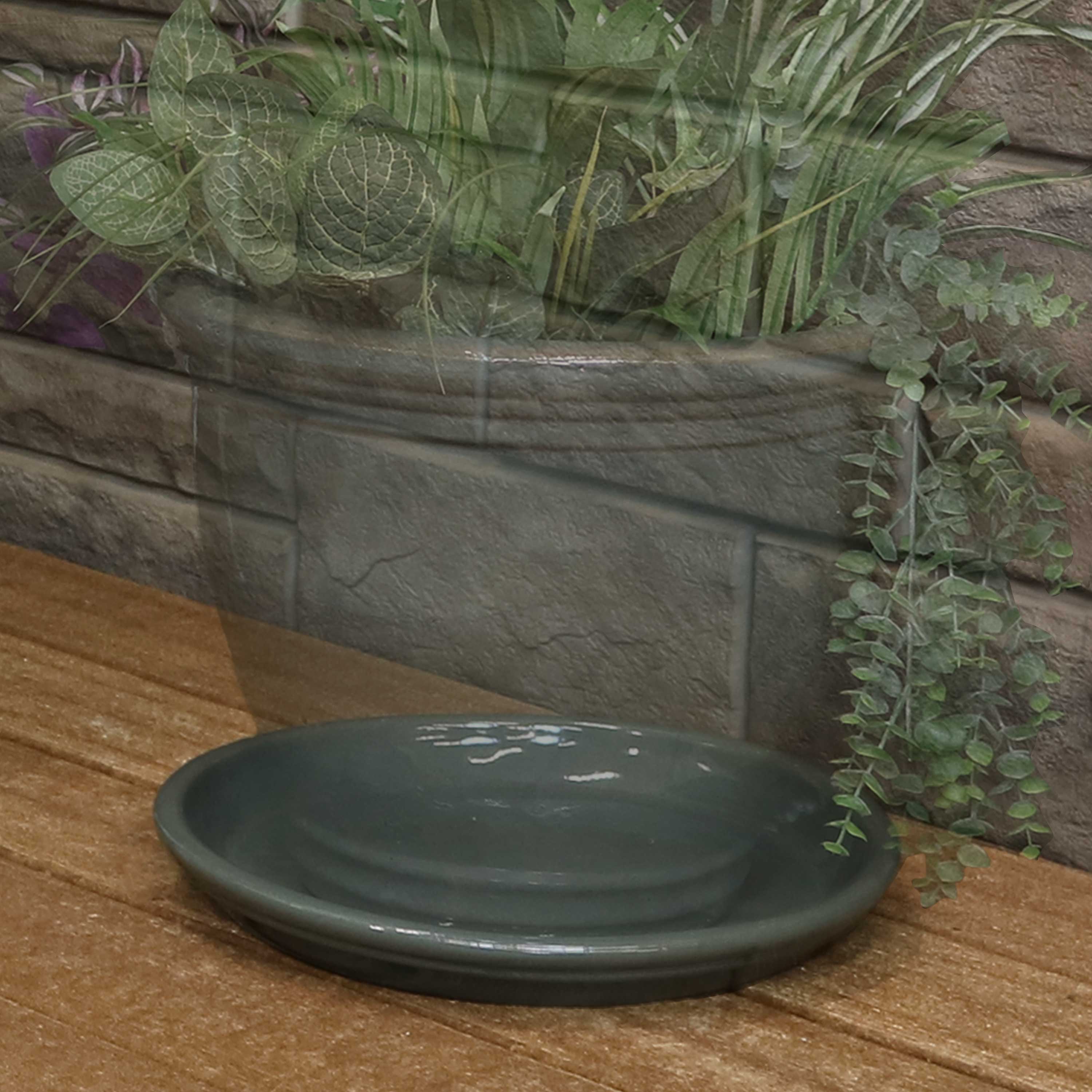 Sunnydaze 4-Pack Glazed Ceramic Plant Saucers for Indoor & Outdoor Potted Plants – Perfect for Home, Garden, and Patio Decor