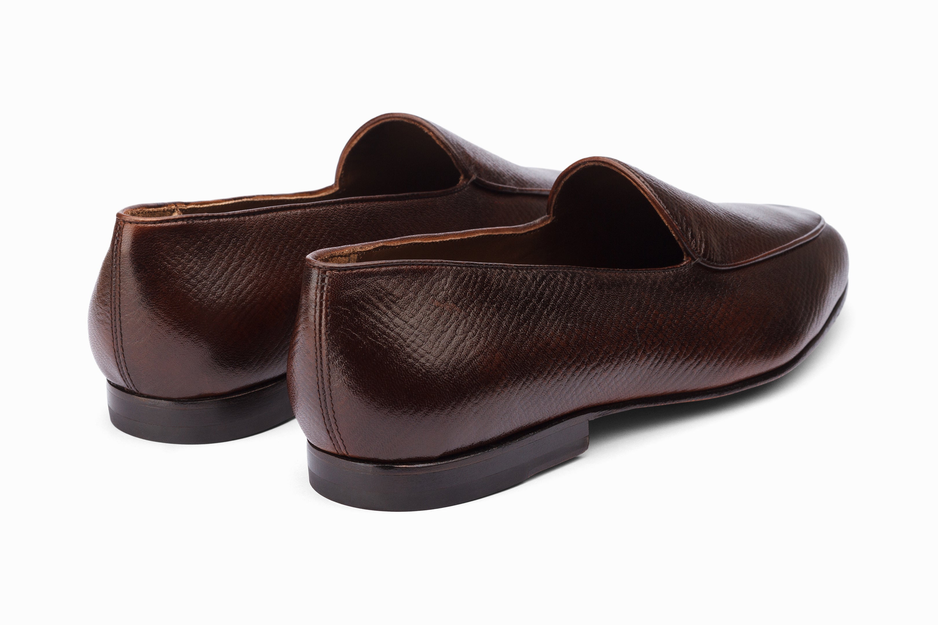 Premium Belgian Loafers for Men - Dark Brown Hatch Grain Leather - Comfortable & Stylish Slip-On Shoes for Business, Office & Casual Wear