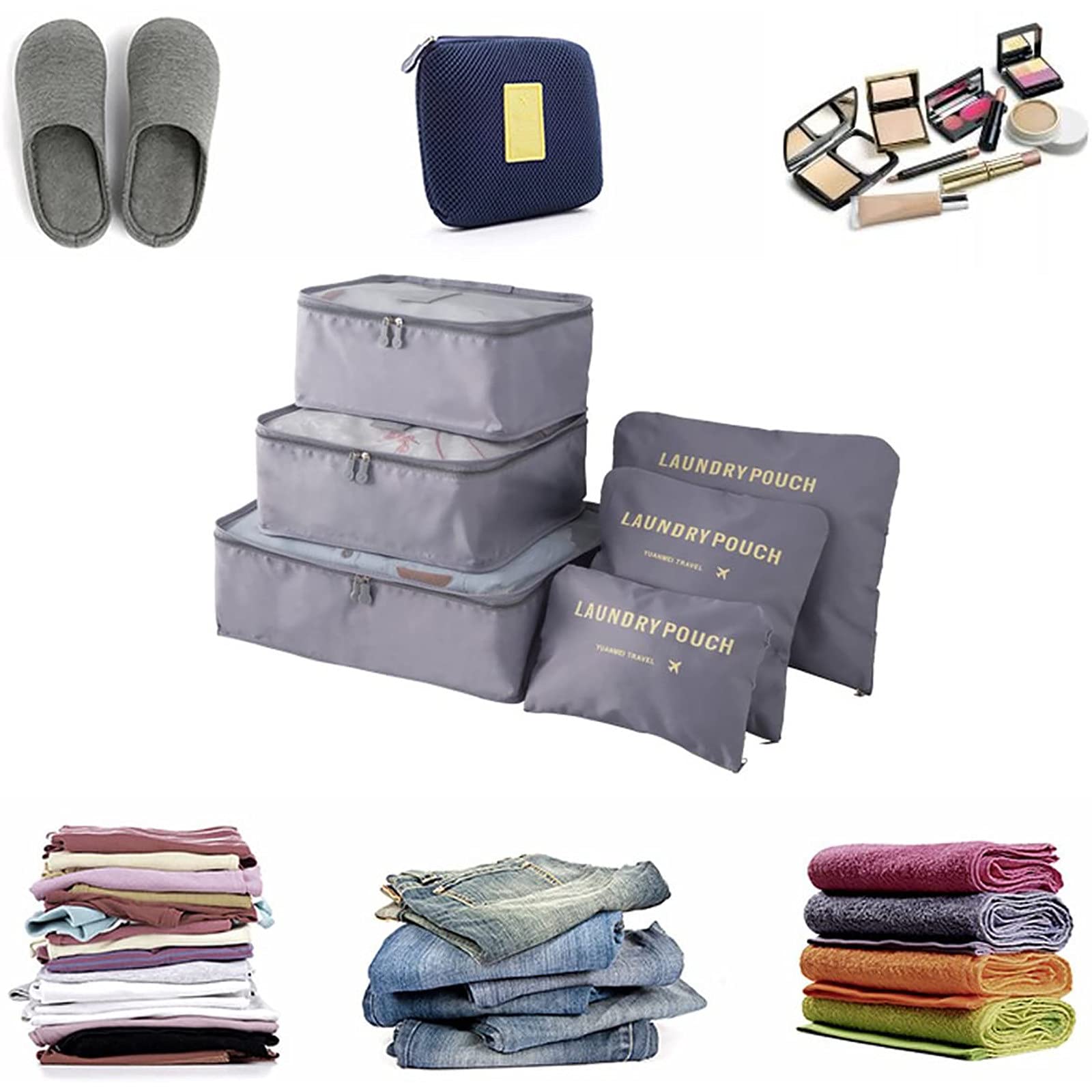 6-Pack Waterproof Suitcase Organizer Bags - Travel Clothes Storage & Compression Pouches for Luggage Organization | Perfect for Business Trips, Vacations & Weekend Getaways