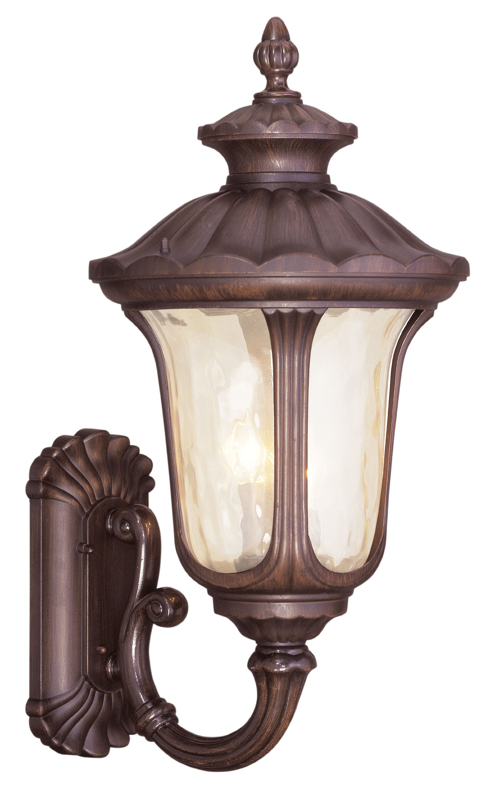 Livex Lighting 7662-58 Oxford 3-Light Outdoor Wall Lantern in Imperial Bronze - Weatherproof Exterior Sconce for Porch, Patio, and Garden Lighting