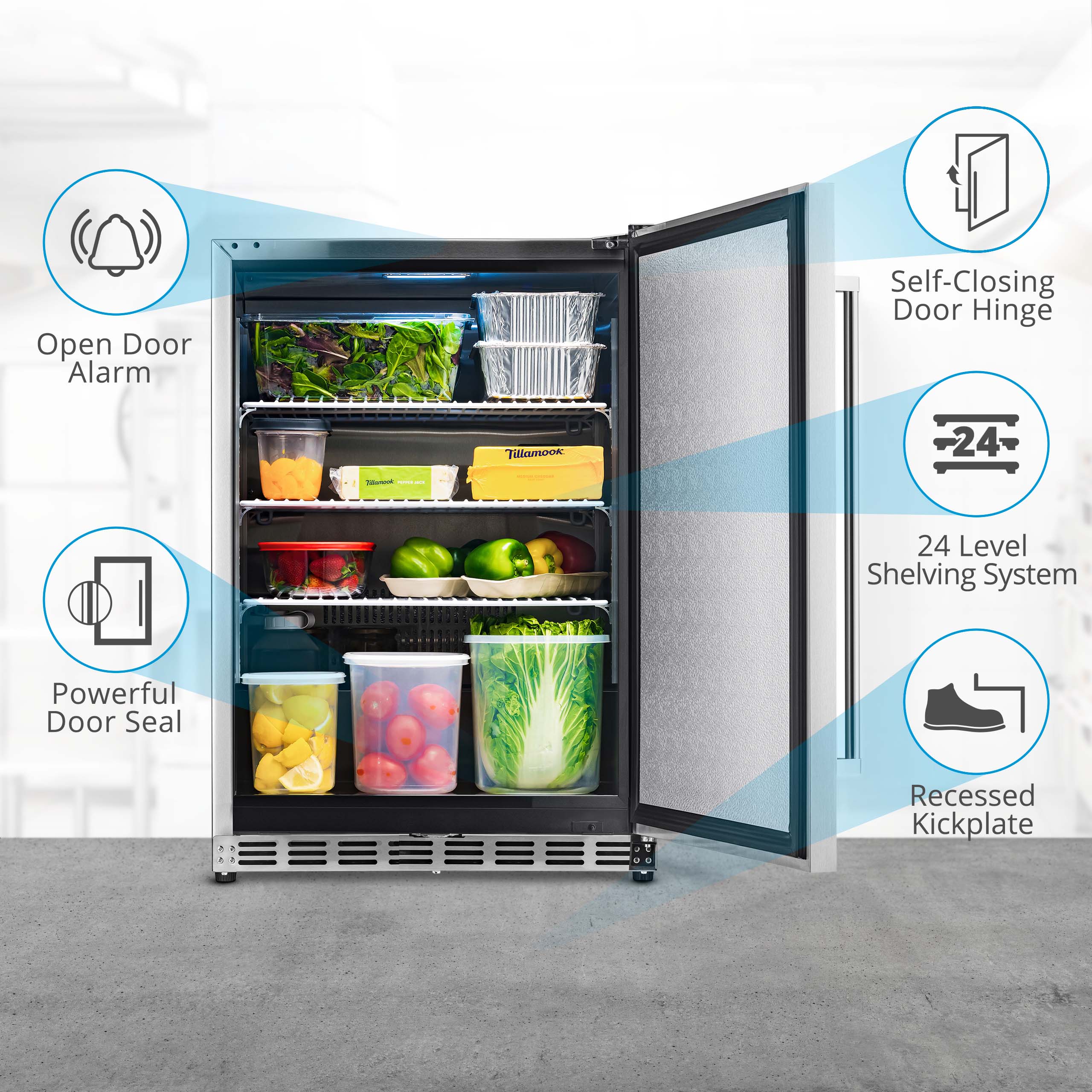 Newair® 24 Inch 5.3 Cu. Ft. Built-In Commercial Beverage Refrigerator - Stainless Steel Cooler for Wine, Beer & Soda - Perfect for Home Bars, Restaurants & Offices