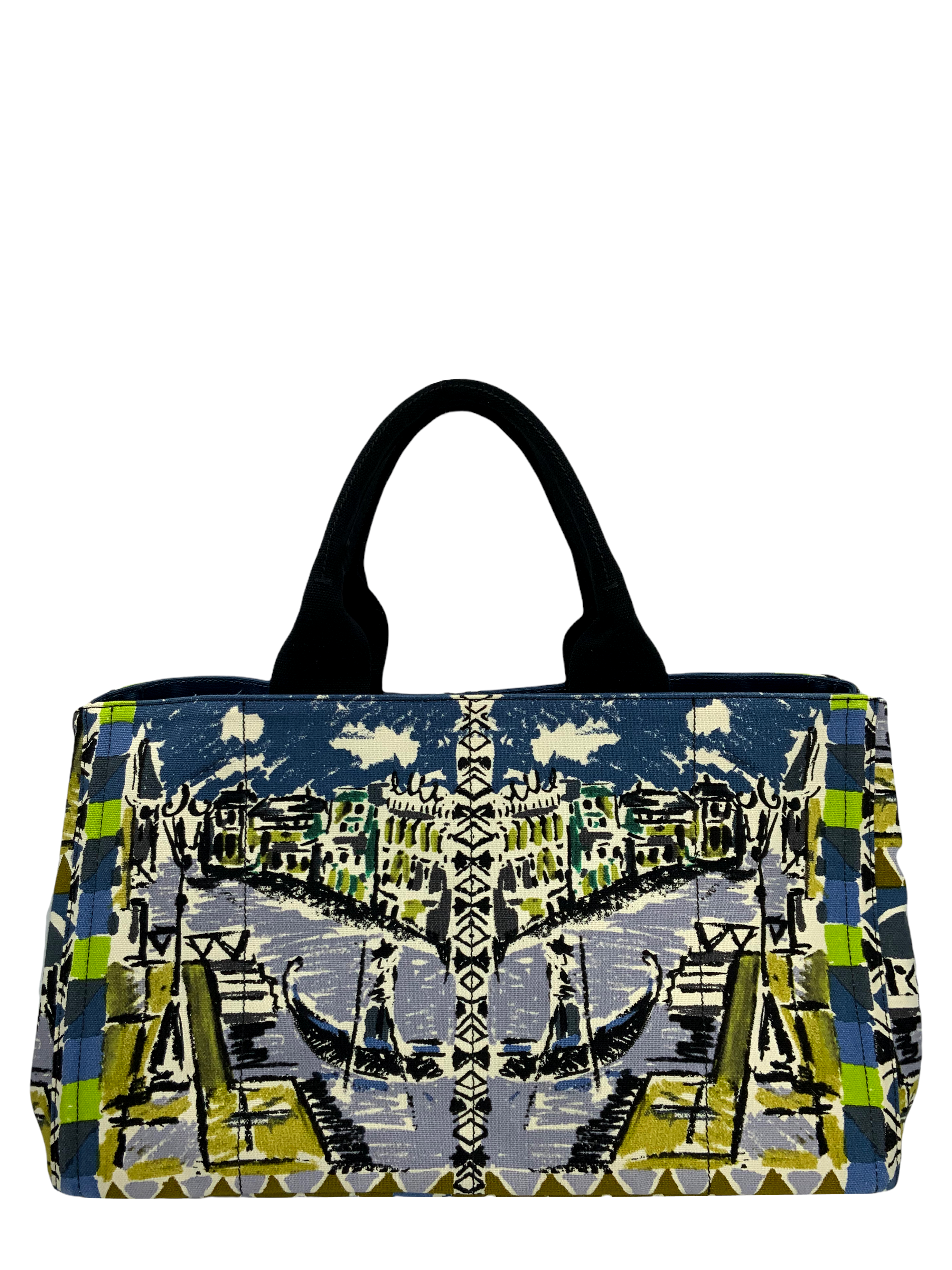 PRADA Canapa St. Venez Tote Bag for Women - Luxury Designer Handbag with Leather Trim - Perfect for Work, Travel & Everyday Use
