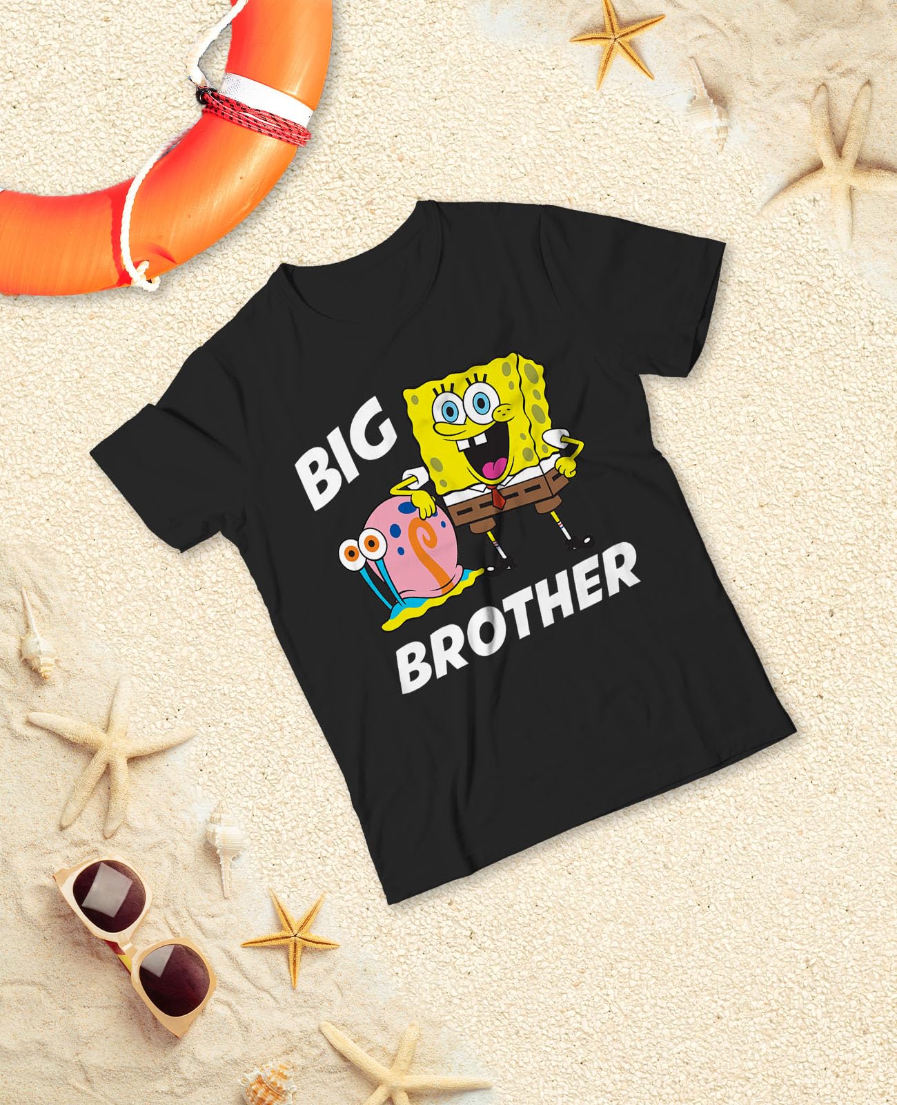Spongebob and Gary Big Brother Funny Toddler T-Shirt - Cute Cartoon Graphic Tee for Kids - Perfect for Sibling Matching Outfits & Birthday Gifts