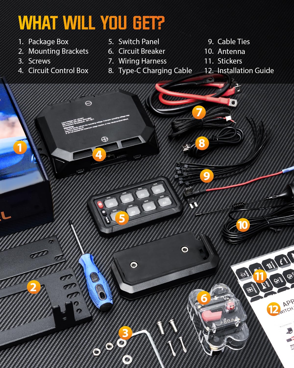 NOVSIGHT 8 Gang Switch Panel - Wireless High Power 12V Multifunction Control Panel for Trucks, Cars, ATV, UTV | Perfect for Off-Roading, Camping & Vehicle Customization