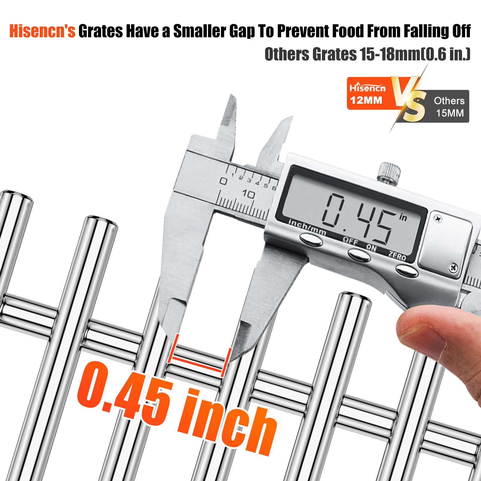 Hisencn 7637 Stainless Steel Grill Cooking Grates - Compatible with Weber Spirit I & II 200 Series, E210, S210, E/S220 (17.5 Inch) - Perfect for Backyard BBQs, Camping & Outdoor Cooking