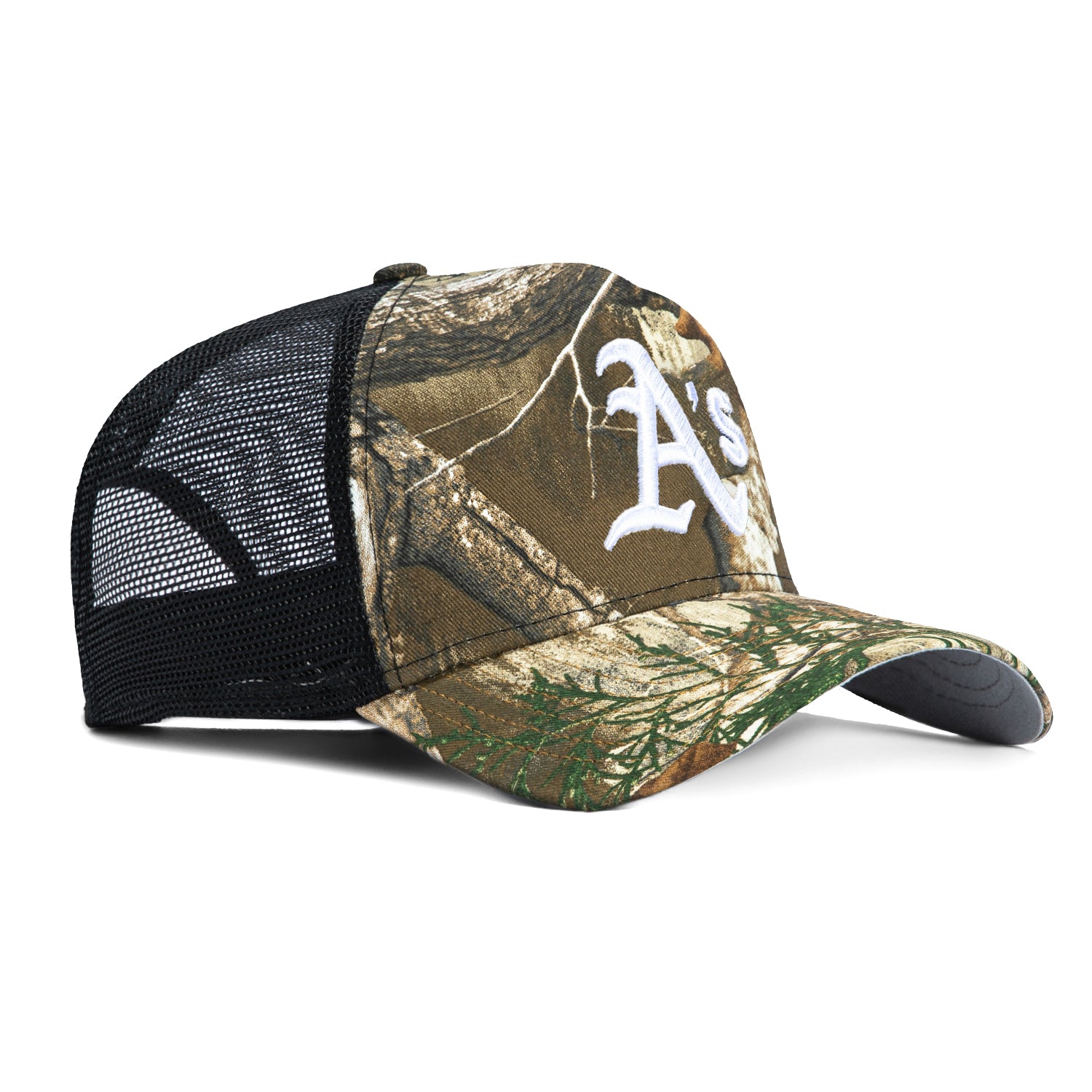 New Era 9Forty A-Frame Oakland Athletics Snapback Trucker Hat - Realtree Camo & Black - Baseball Cap for Men & Women - Perfect for Sports Games, Outdoor Activities & Casual Wear