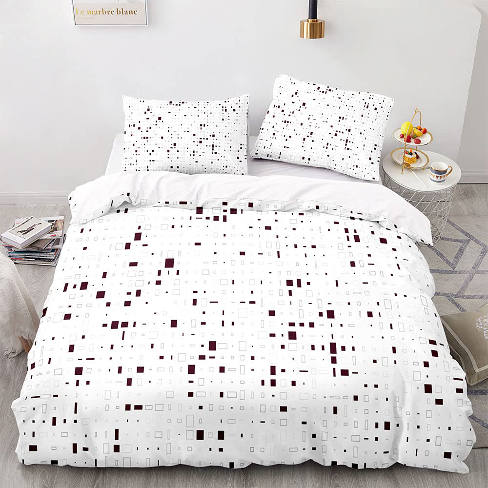 Nordic Style King Size Duvet Cover Set - Modern Simple Print Microfiber Bedding with Pillowcases for Adults & Kids | White Quilt Cover for Queen/Full/Single Size | Perfect for Cozy Bedrooms, Guest Rooms & Kids' Rooms