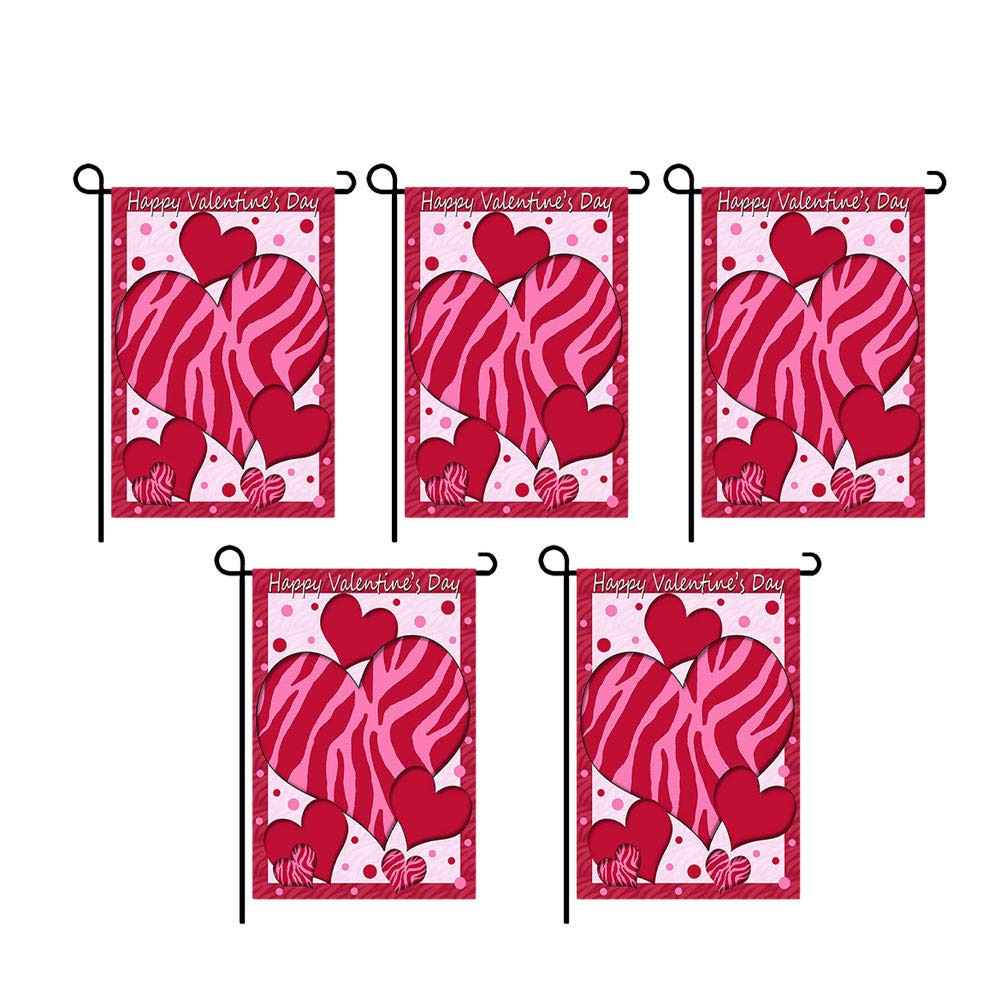 DOITOOL 5Pcs Valentine's Day Garden Flags - Outdoor Decorative Yard Flags for Courtyard, Lawn & Garden Decor - Perfect for Valentine's Day, Weddings & Seasonal Home Decorations
