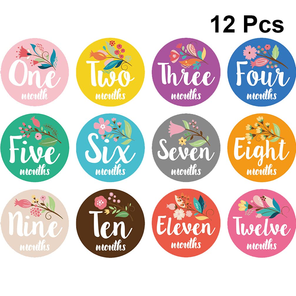 Ciieeo 12-Month Baby Milestone Stickers Set - Floral Cute Infant Growth Photo Props for Newborn Girls | Perfect for Monthly Baby Photos, First Birthday Decorations & Nursery Wall Art
