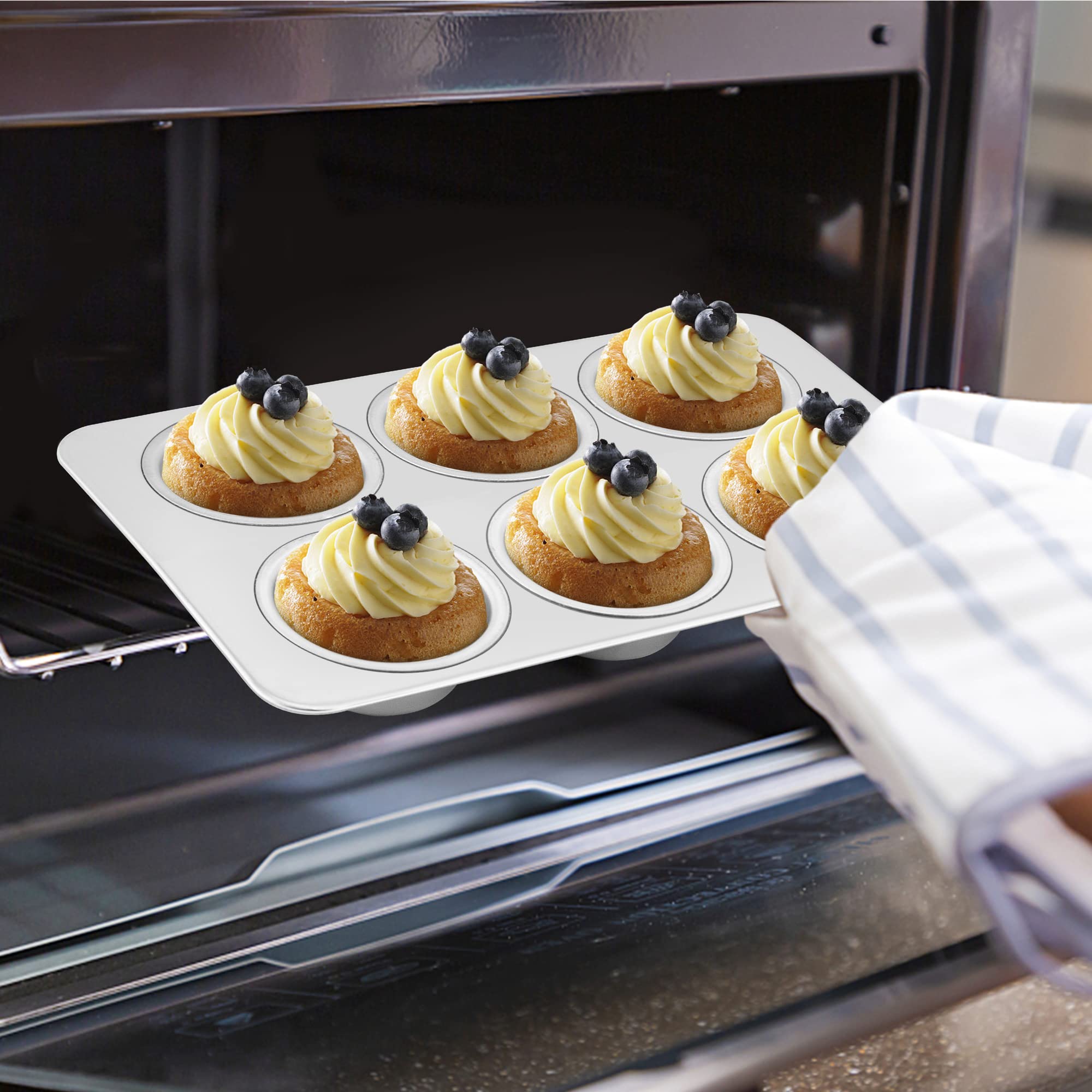LIANYU 12-Cup Muffin Pan Set of 2 | Nonstick Stainless Steel Cupcake Baking Tray | Oven & Dishwasher Safe | Perfect for Birthday Parties, Holiday Baking & Home Dessert Making