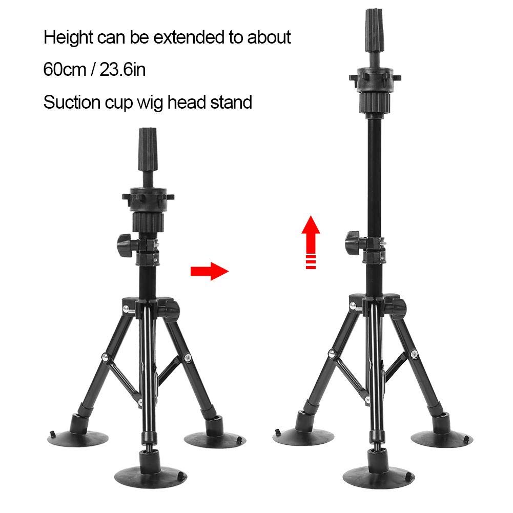 Adjustable Metal Mannequin Tripod Stand - Black Wig Holder for Hair Styling & Salon Training | Perfect for Hairstyling Practice, Wig Display, and Beauty School Education