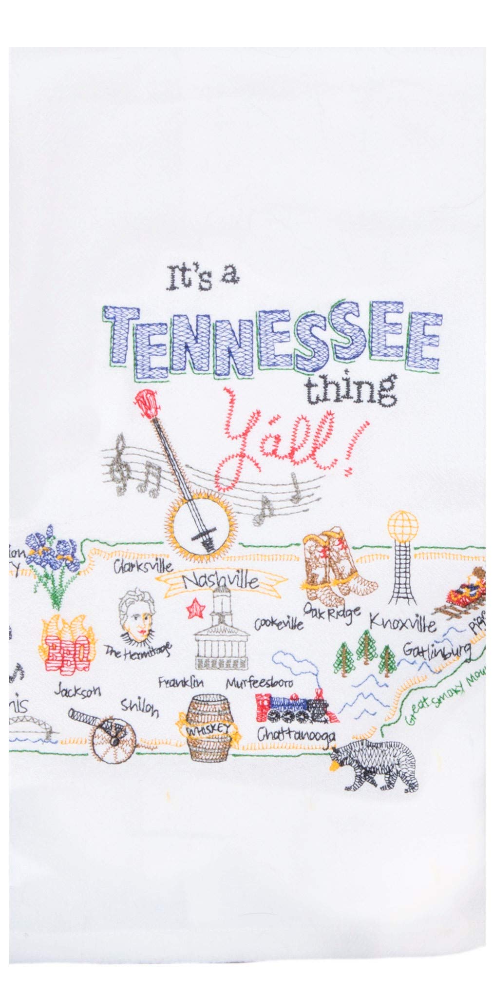 Tennessee Map Embroidered Dish Towels Set of 2 - Kay Dee Designs State Souvenir Kitchen Towels for Home Decor & Gift Giving