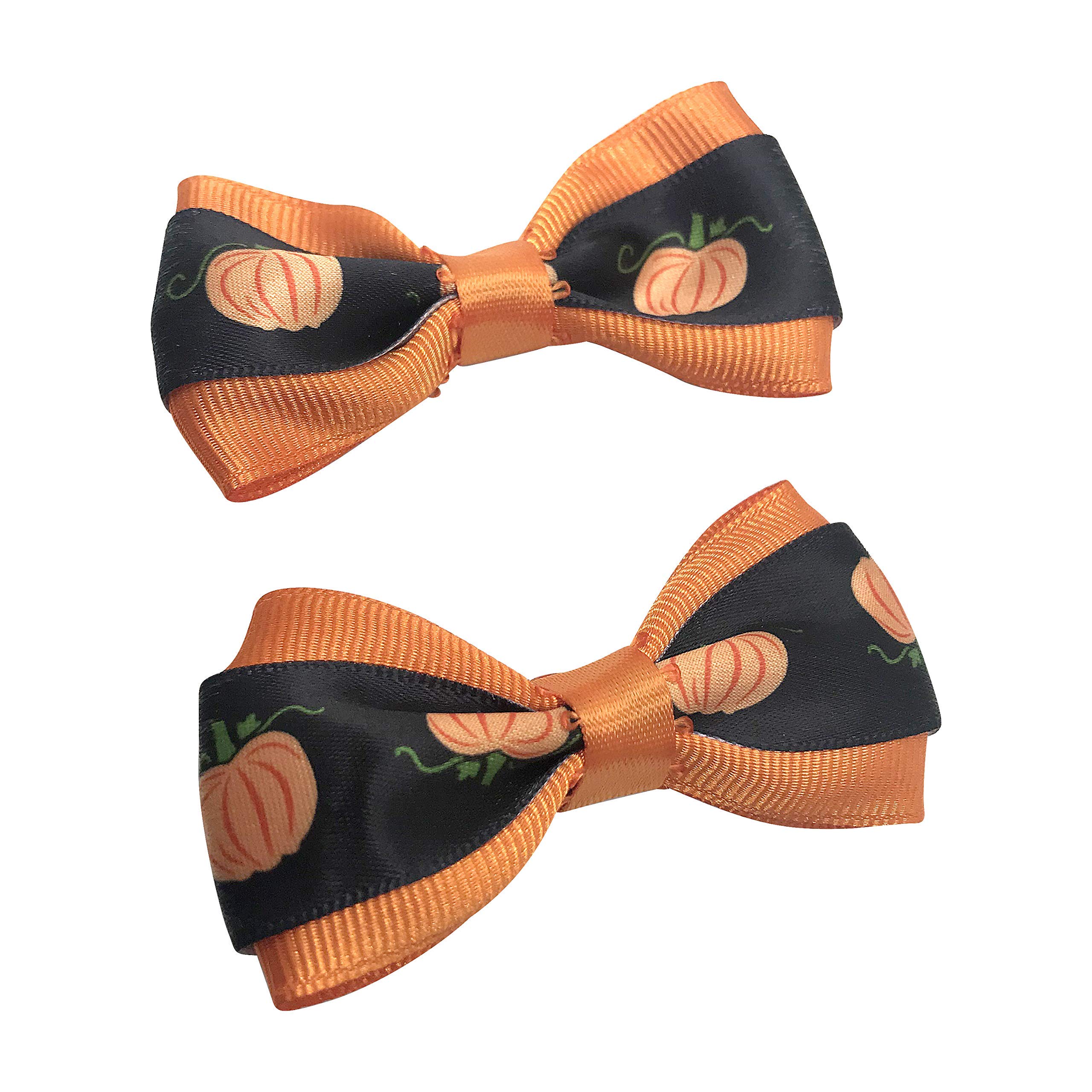 Halloween Pumpkin Hair Bows for Girls - Fall Toddler Pigtail Bows for Parties