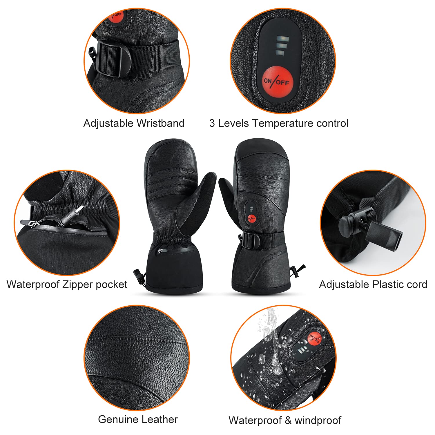 Day Wolf Heated Gloves for Men & Women - 7.4V 2200mAh Rechargeable Battery, Waterproof Winter Gloves for Skiing, Snowboarding, Camping, Hiking & Motorcycle Riding - Warm Electric Mittens for Cold Weather Outdoor Activities