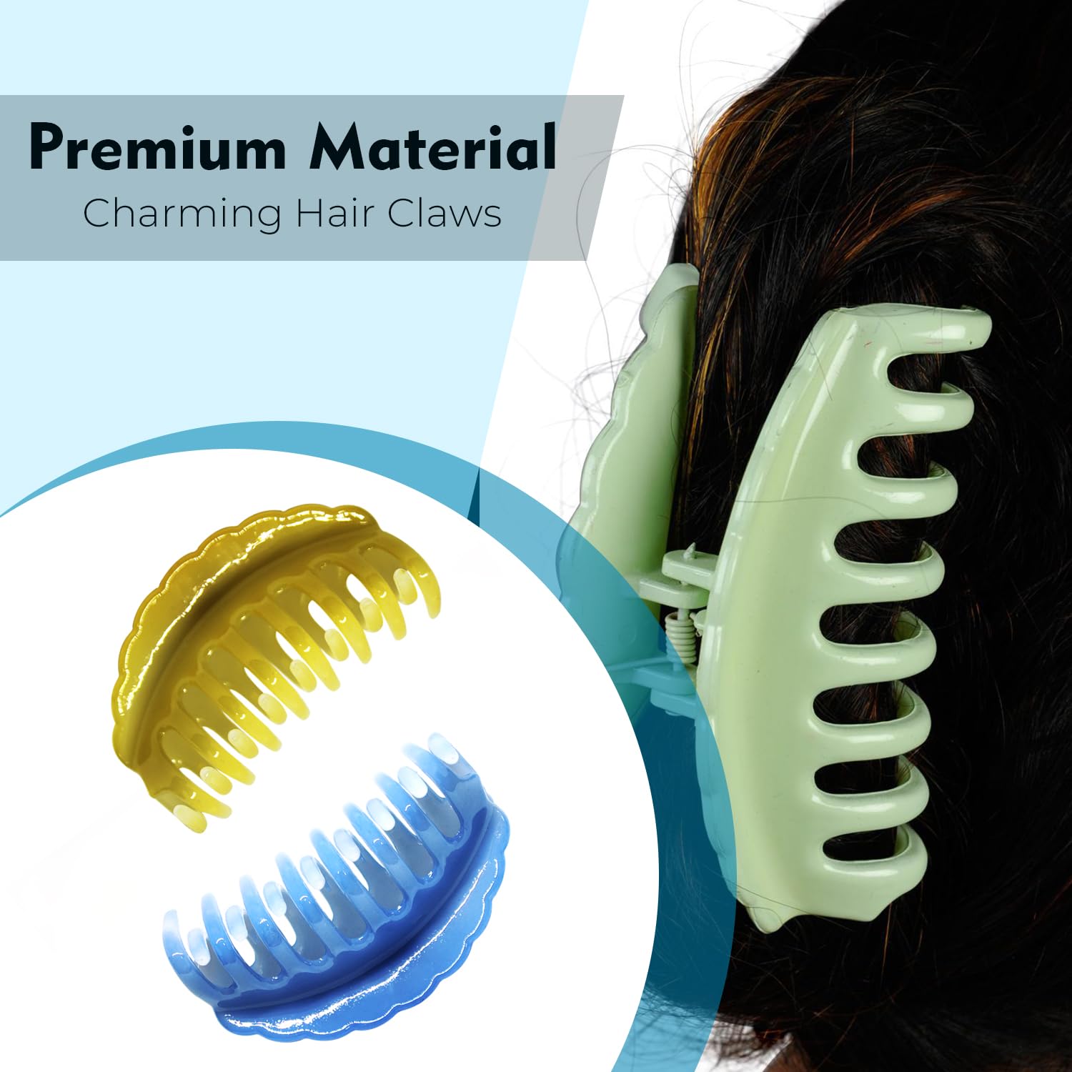 NSB Herbals Multicolor Acrylic Hair Clips for Women - 3 Pack Butterfly & Claw Hair Clutchers with Strong Grip (Baby Blue, Mustard Yellow, Rose Pink) - Perfect for Casual Wear, Office, Parties & Everyday Hairstyles