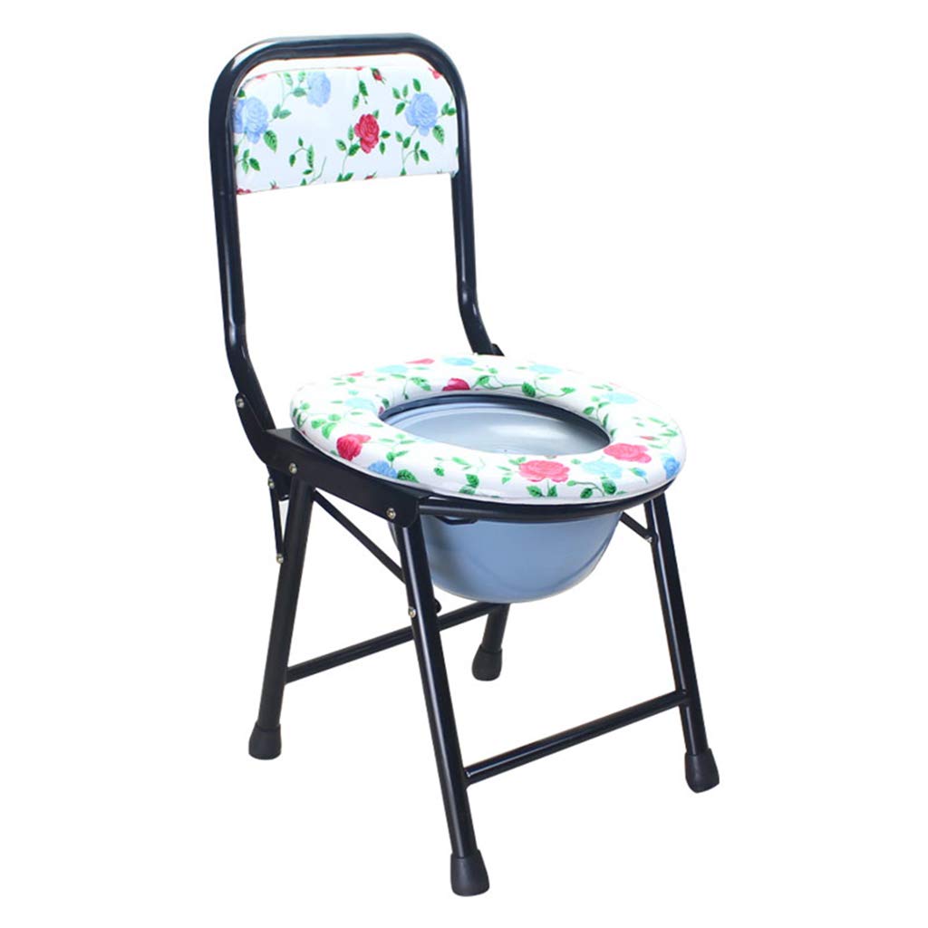 Heavy-Duty Steel Folding Commode Chair - 3-in-1 Bedside Toilet, Shower & Bath Seat with Backrest for Elderly, Disabled & Pregnant Women - Ideal for Home Care, Post-Surgery Recovery & Mobility Assistance