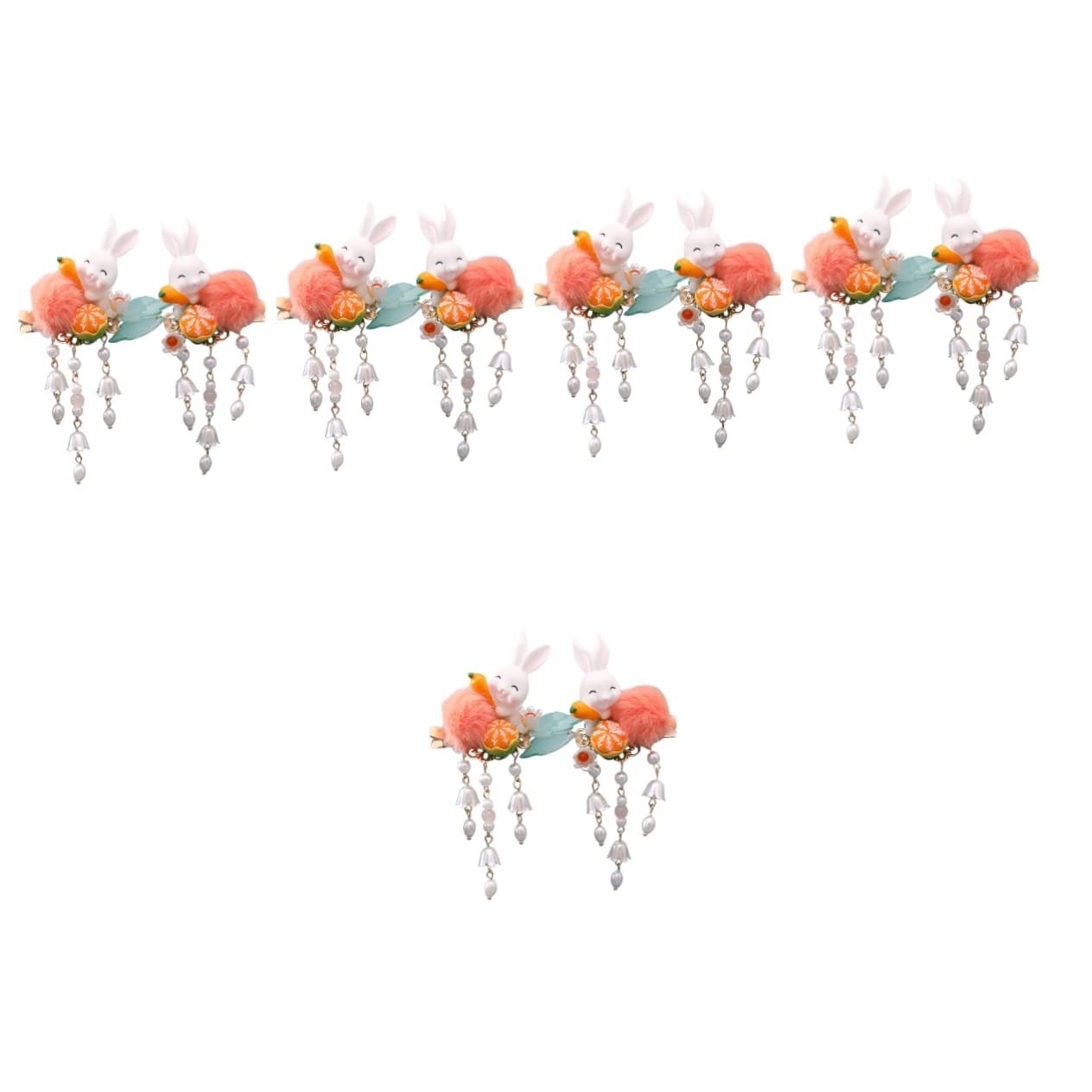 Beaupretty 10 Pcs Cute Ball Rabbit Tassel Hair Clips for Women & Kids - Hanfu, Kimono, Japanese Style Hair Accessories - Bunny Duckbill Barrettes for Cosplay, Daily Wear & Special Occasions