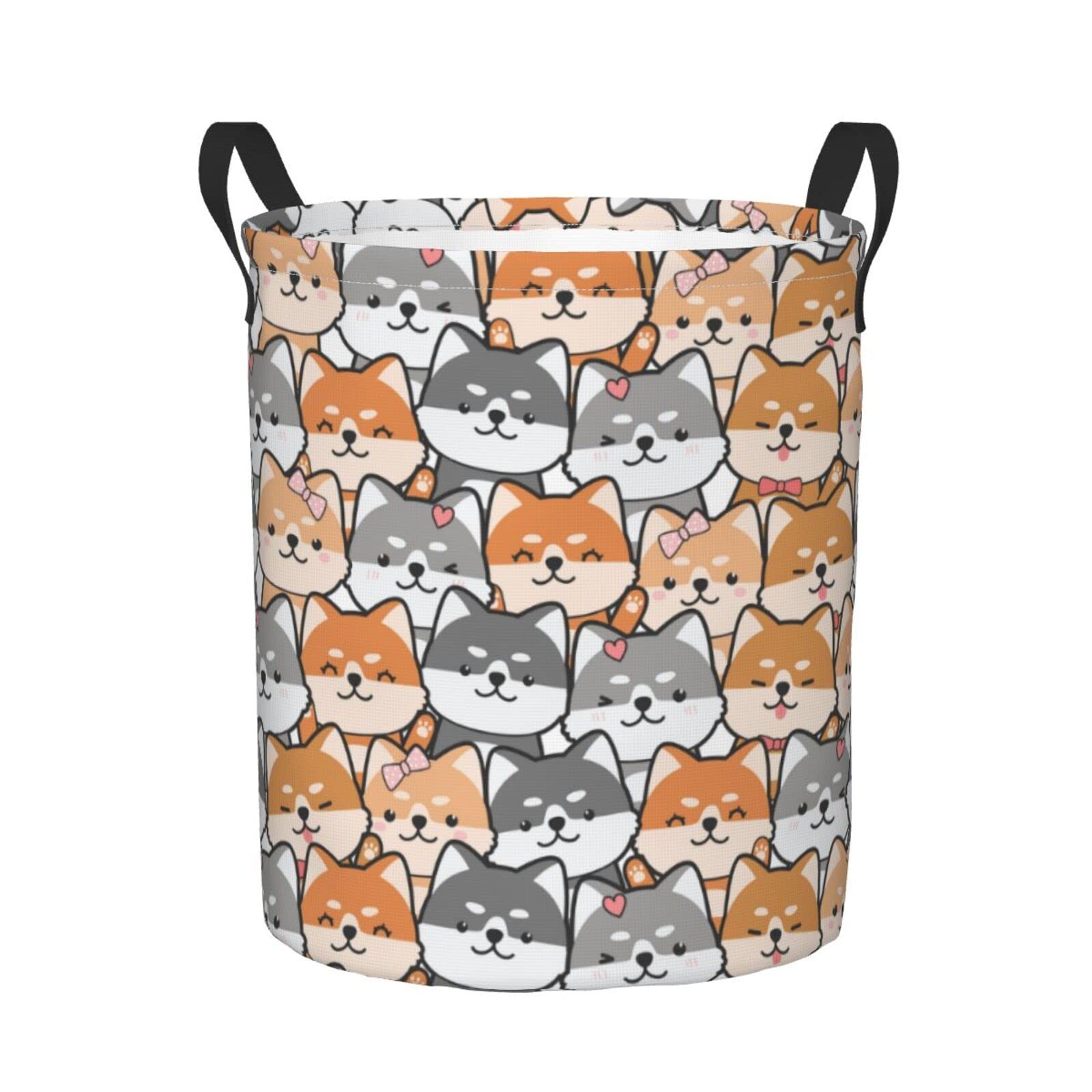 KiuLoam 16.5 Inch Cute Japanese Shiba Inu Dog Laundry Basket - Collapsible Fabric Storage Hamper with Handles for Kids, Boys & Girls - Perfect for Bedroom, Bathroom, Dorm Room Organization