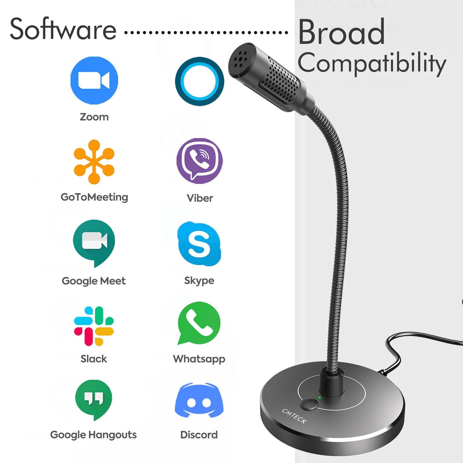CMTECK G009 USB Computer Microphone with Noise Cancellation - Professional Desktop Mic for PC & Laptop - Perfect for Podcasting, Gaming, Streaming, Zoom/Skype Calls, YouTube Videos & Home Studio Recording - Includes Mute Function (Windows/Mac Compatible, Gray) - Ideal for Remote Work, Online Classes & Voice Chat